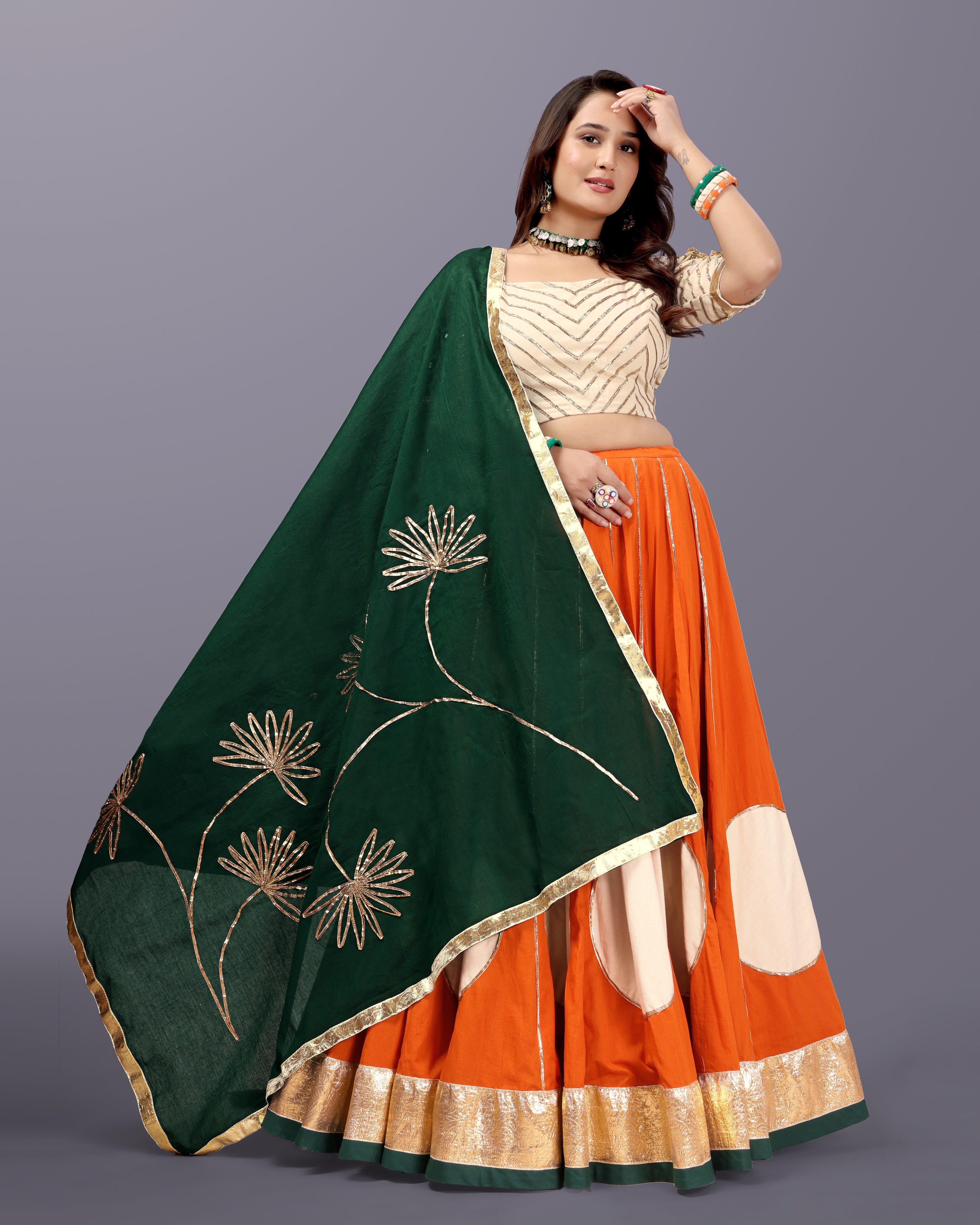 RUST ORANGE CHANIYA CHOLI RAAS'25 - 2 HANDMADEAHOLIC BY MISHKA