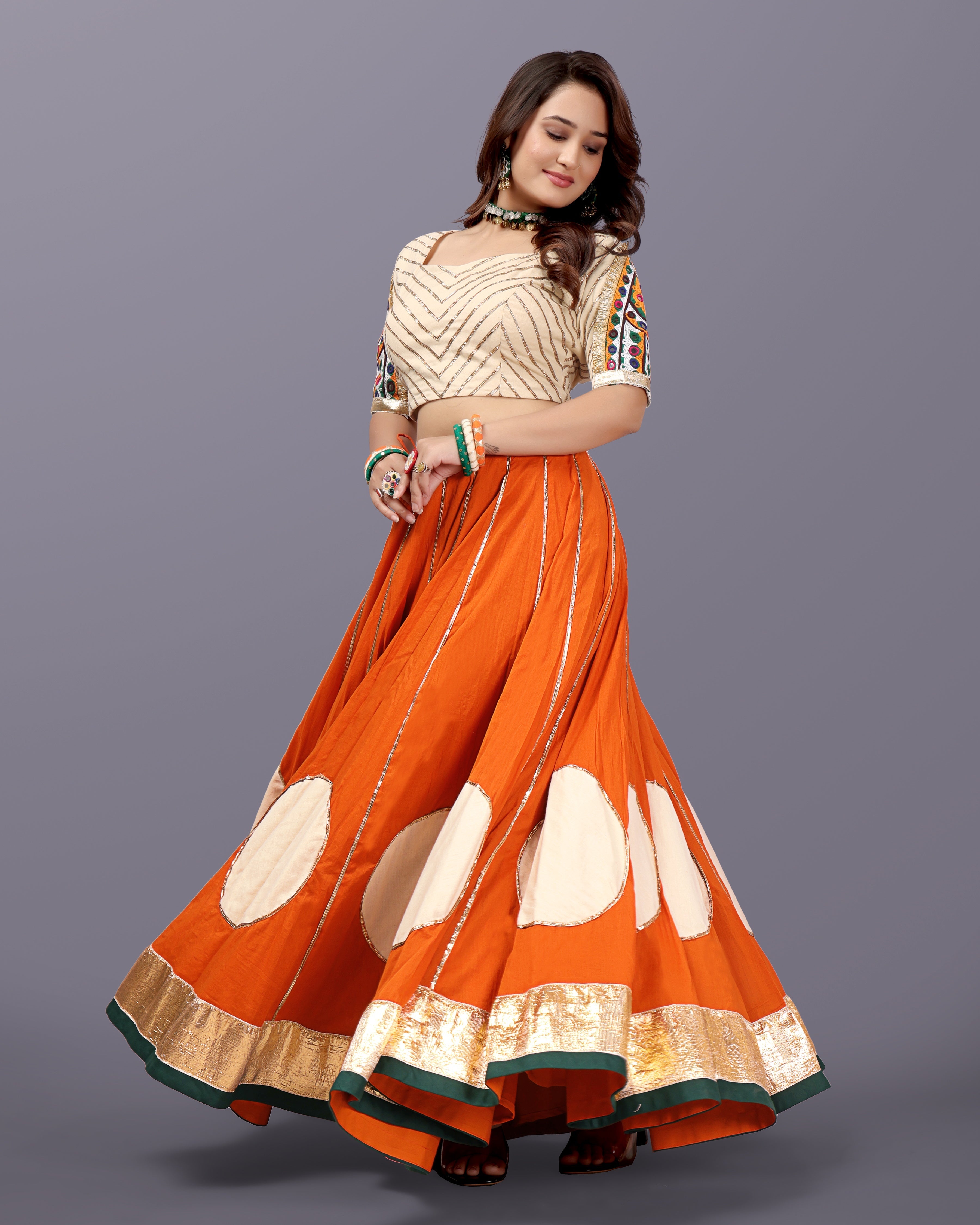 RUST ORANGE CHANIYA CHOLI RAAS'25 - 2 HANDMADEAHOLIC BY MISHKA
