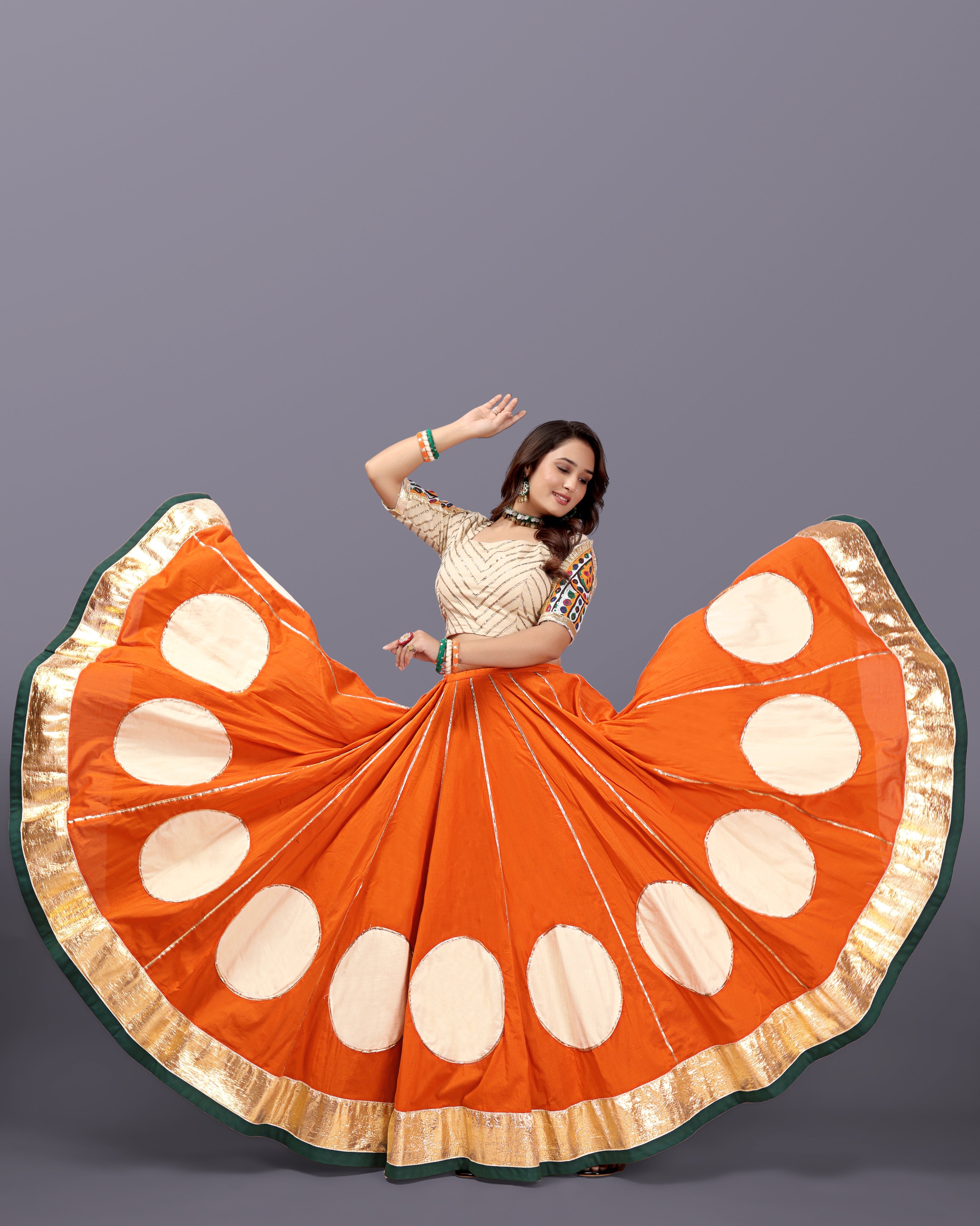 RUST ORANGE CHANIYA CHOLI RAAS'25 - 2 HANDMADEAHOLIC BY MISHKA