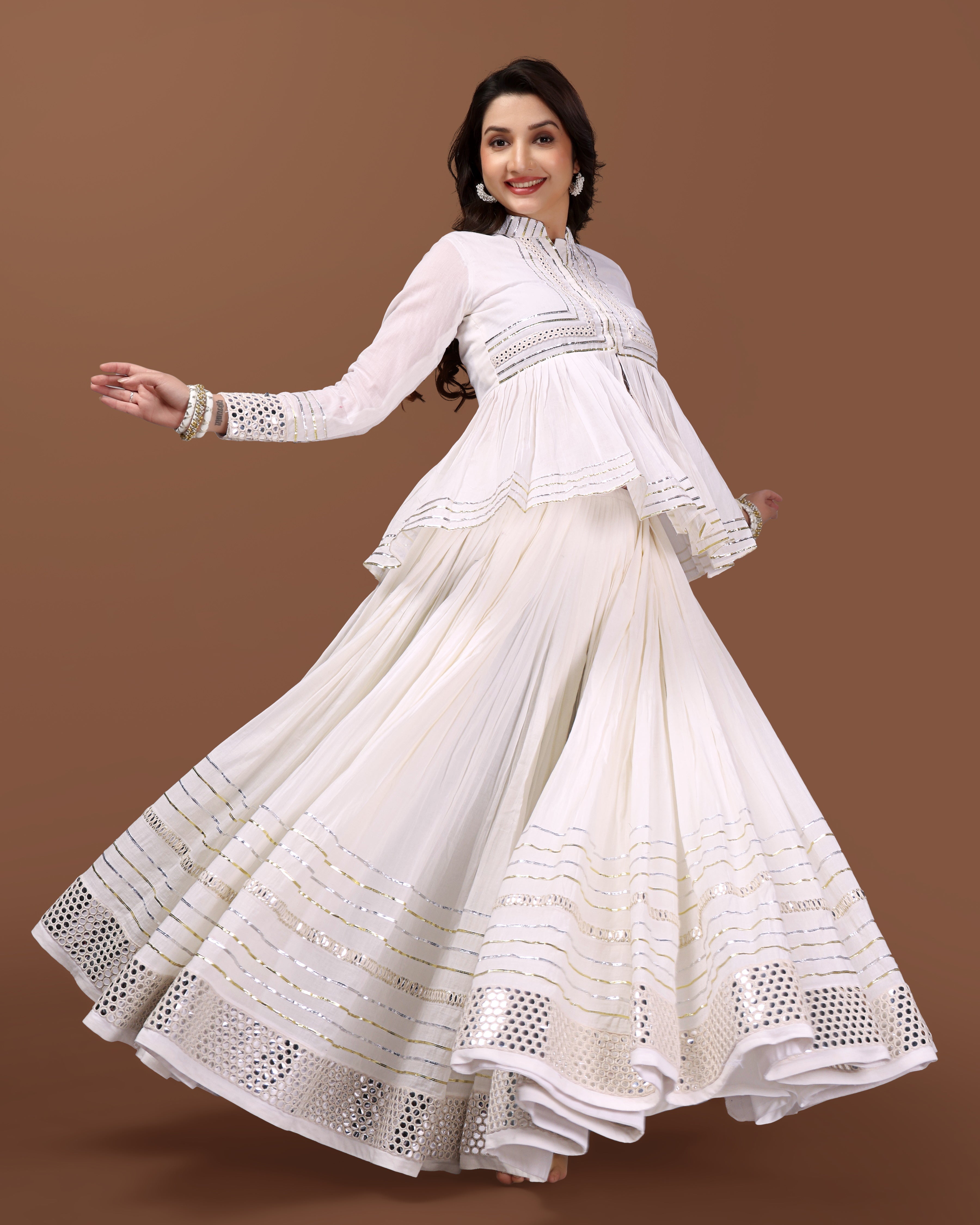 OFF WHITE SILVER KEDIYA GOTTA CHANIYA CHOLI RAAS'25 HANDMADEAHOLIC BY MISHKA