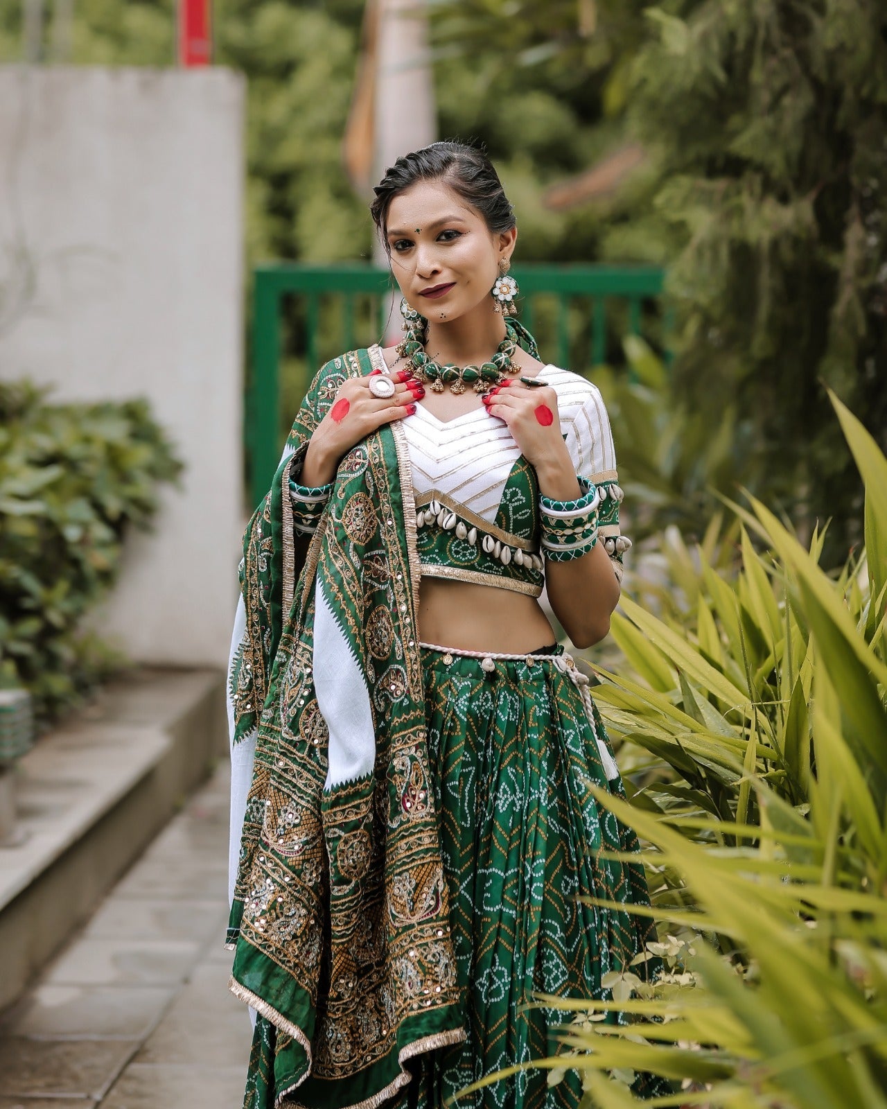 GREEN BANDHANI CHANIYA CHOLI HANDMADEAHOLIC BY MISHKA