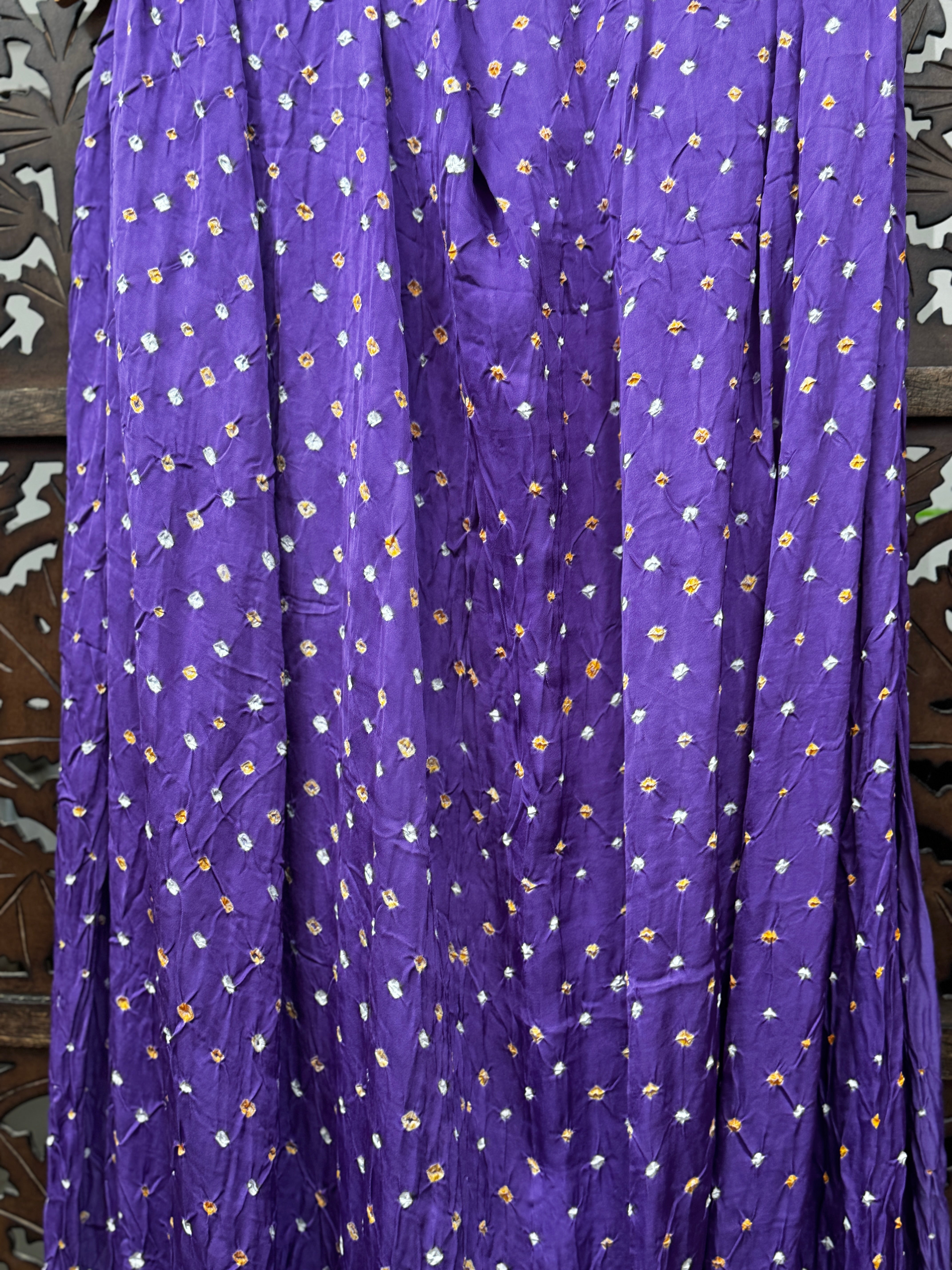Royal Purple Hand-Tied Modal Silk Bandhani Dupatta with Heritage Zari Border HANDMADEAHOLIC BY MISHKA