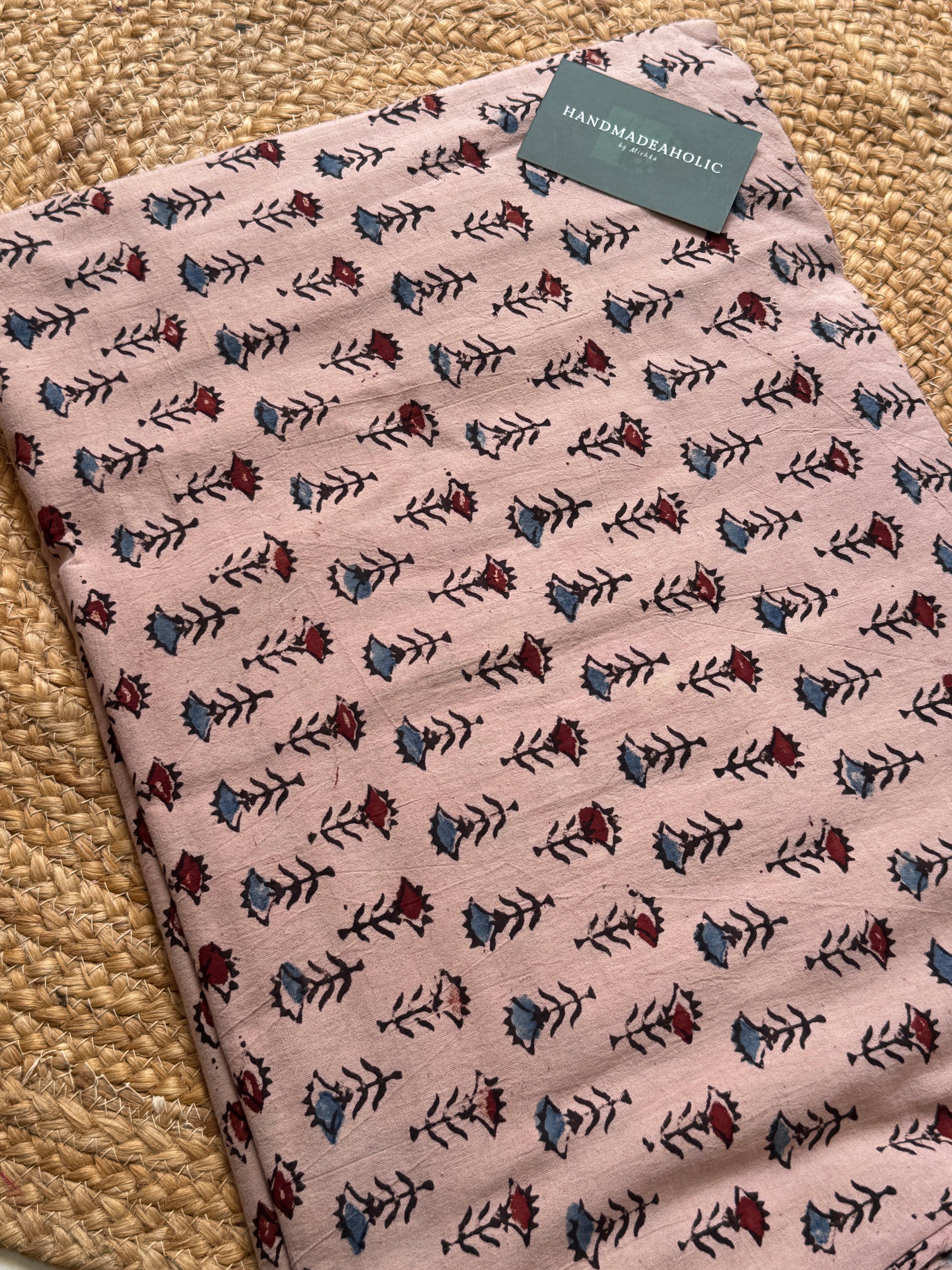 NATURAL AJRAKH HANDBLOCK COTTON FABRIC