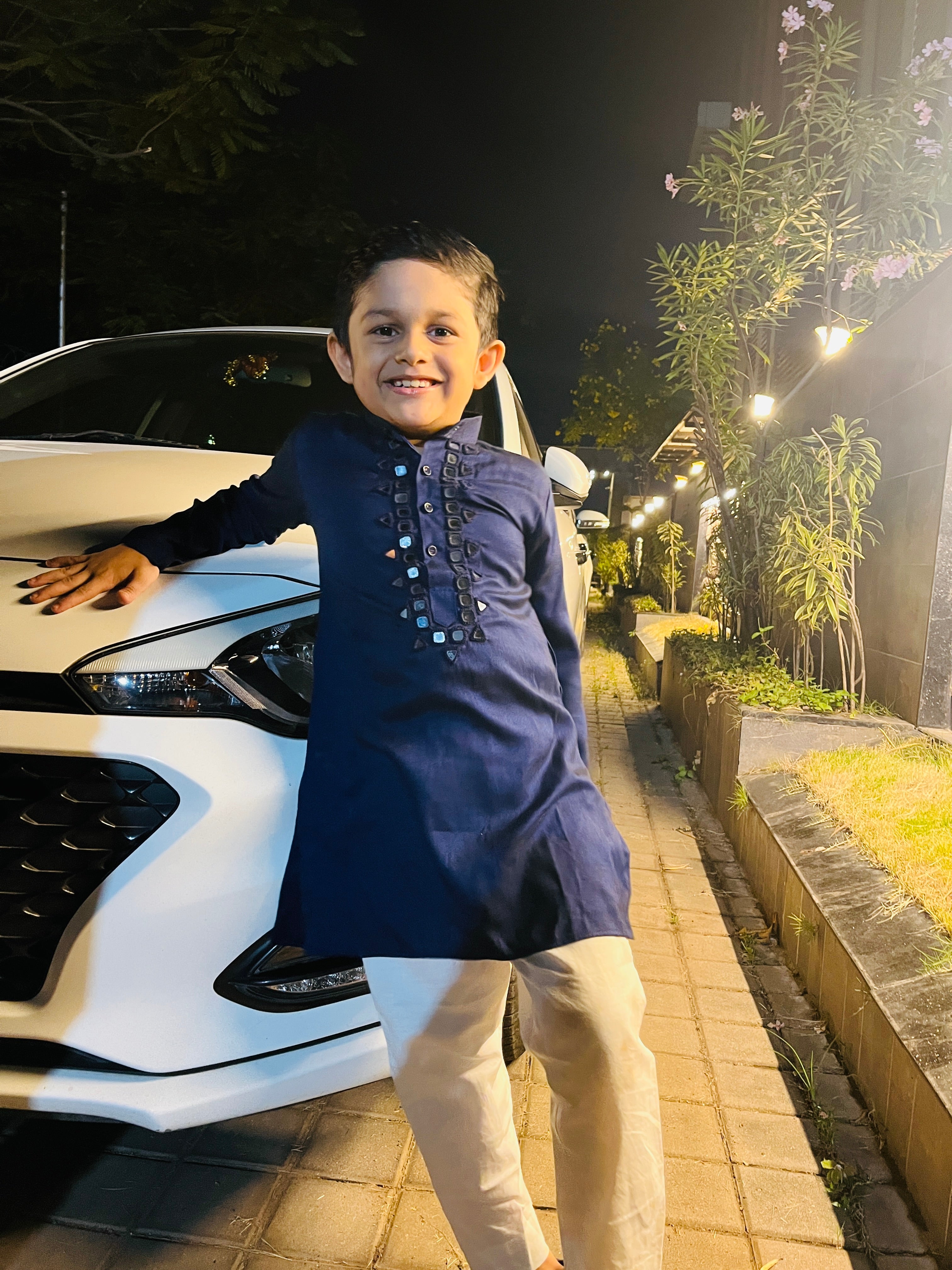 DARK BLUE MIRROR BOYS KURTA - handmadeaholicmishka