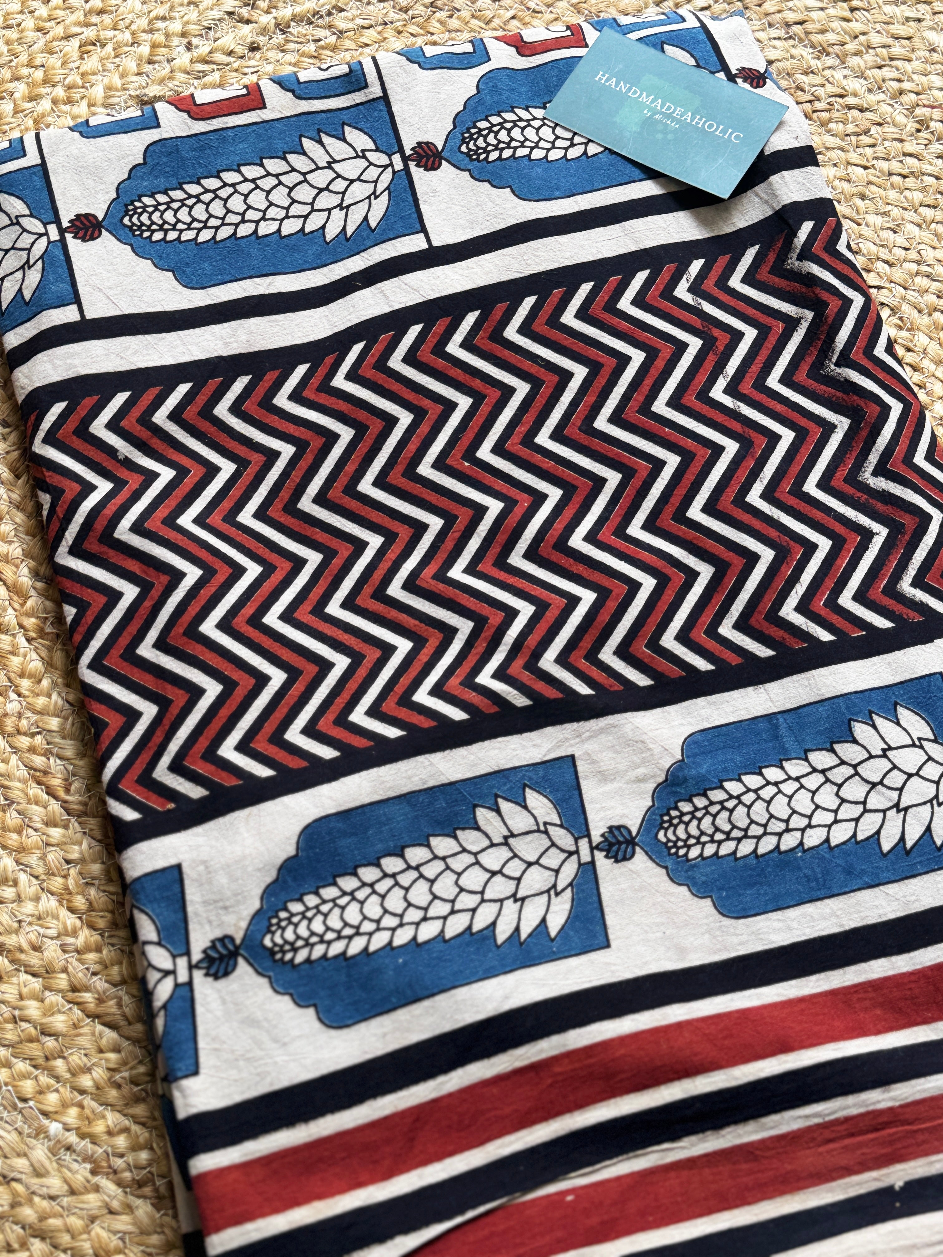 NATURAL AJRAKH HANDBLOCK COTTON FABRIC