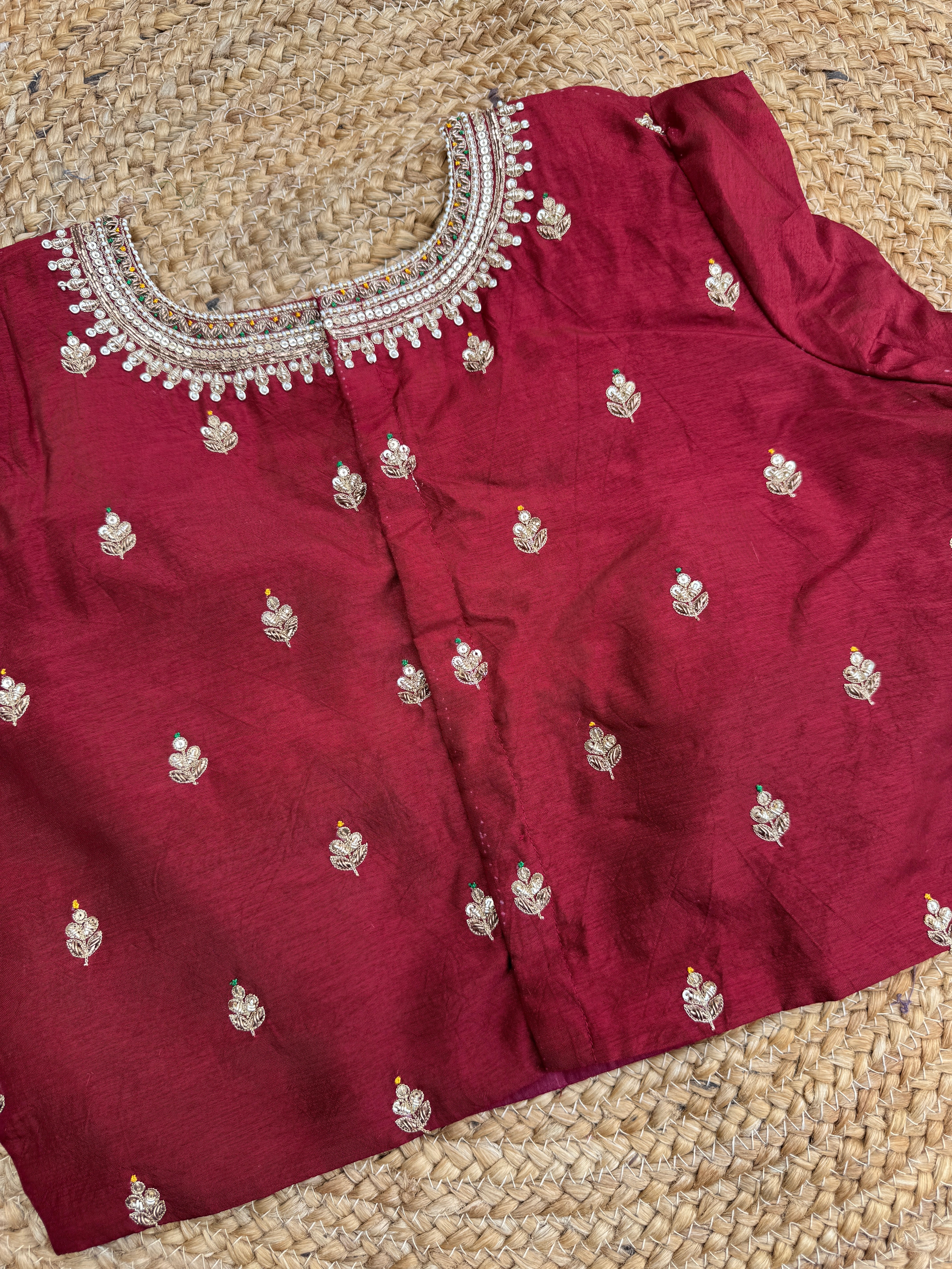 MAROON SILK HANDWORK BLOUSE HANDMADEAHOLIC BY MISHKA