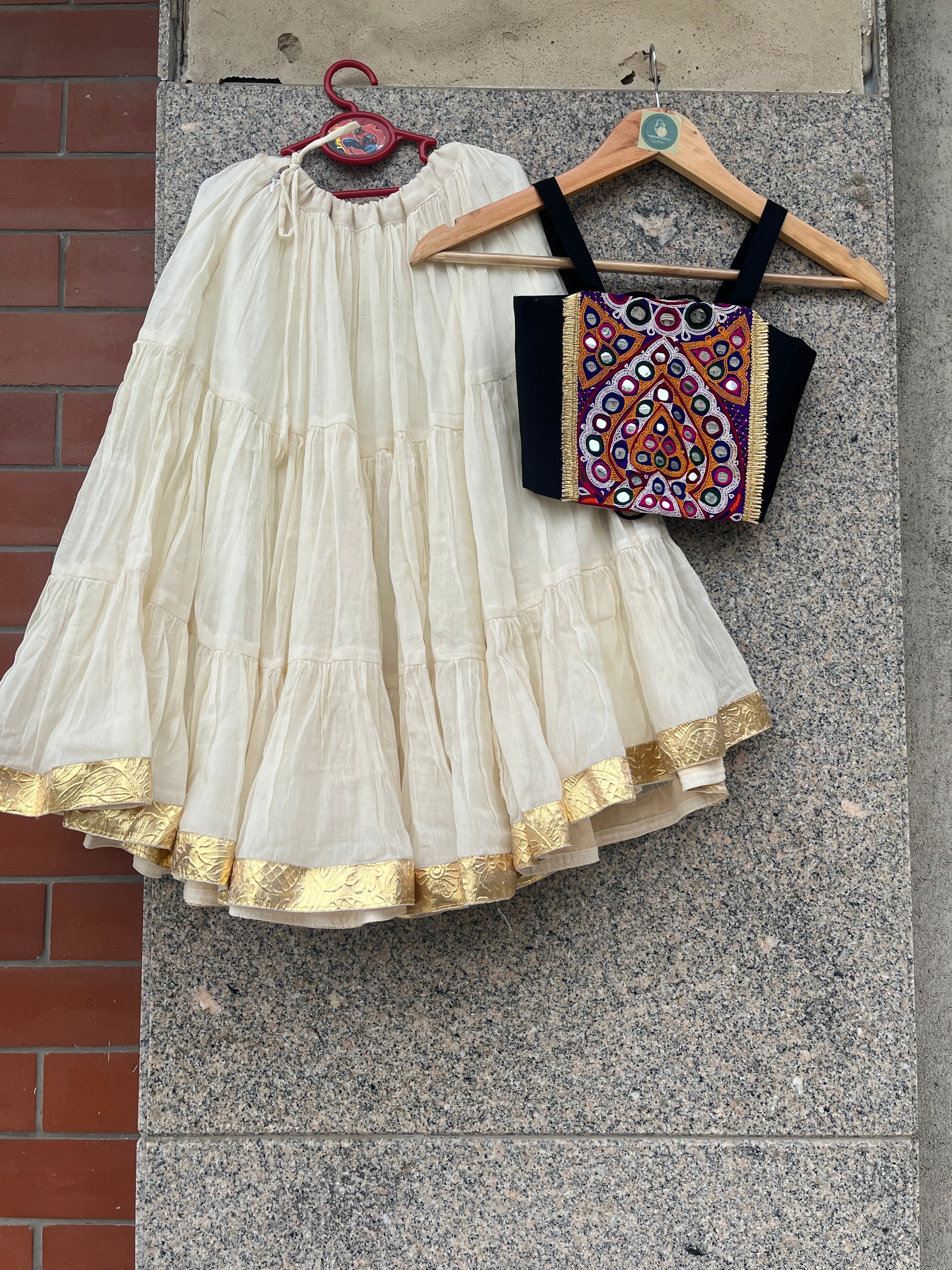 WHITE AND BLACK BANJARA KIDS CHOLI - handmadeaholicmishka