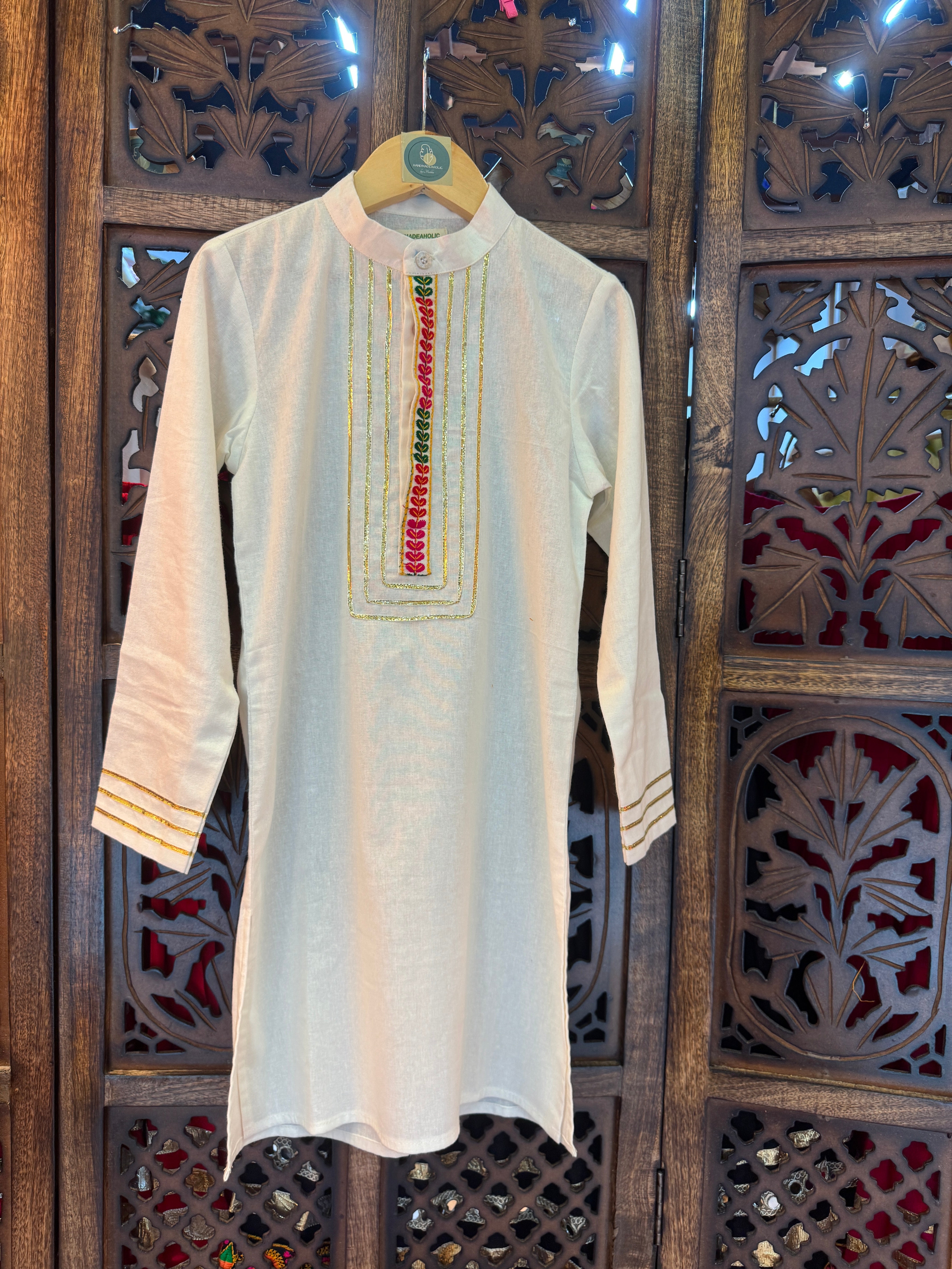 OFF WHITE EMBROIDERY BOYS KURTA RAAS'25 HANDMADEAHOLIC BY MISHKA