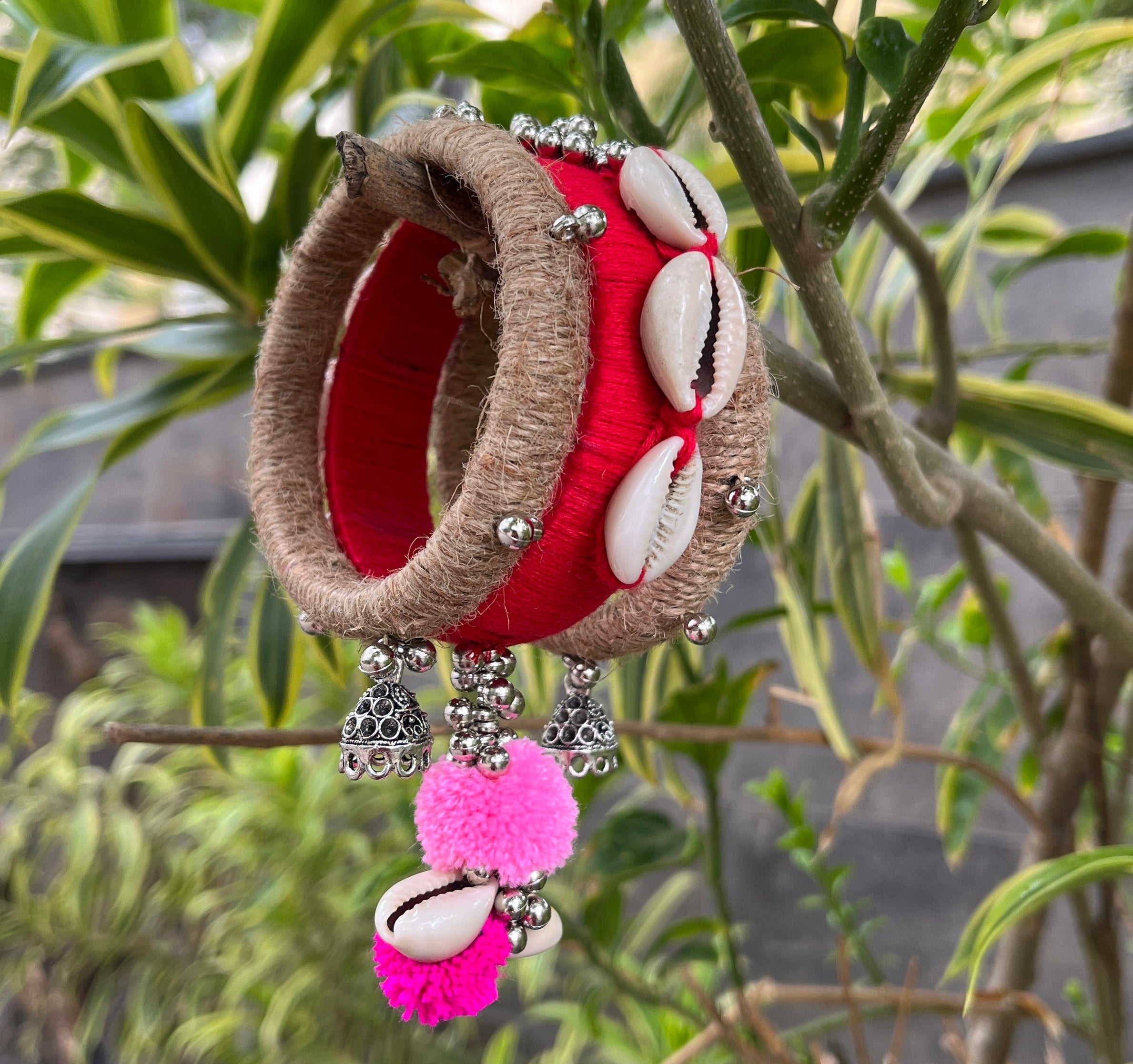 KATHI RED COWRIE BANGLE HANDMADEAHOLIC BY MISHKA
