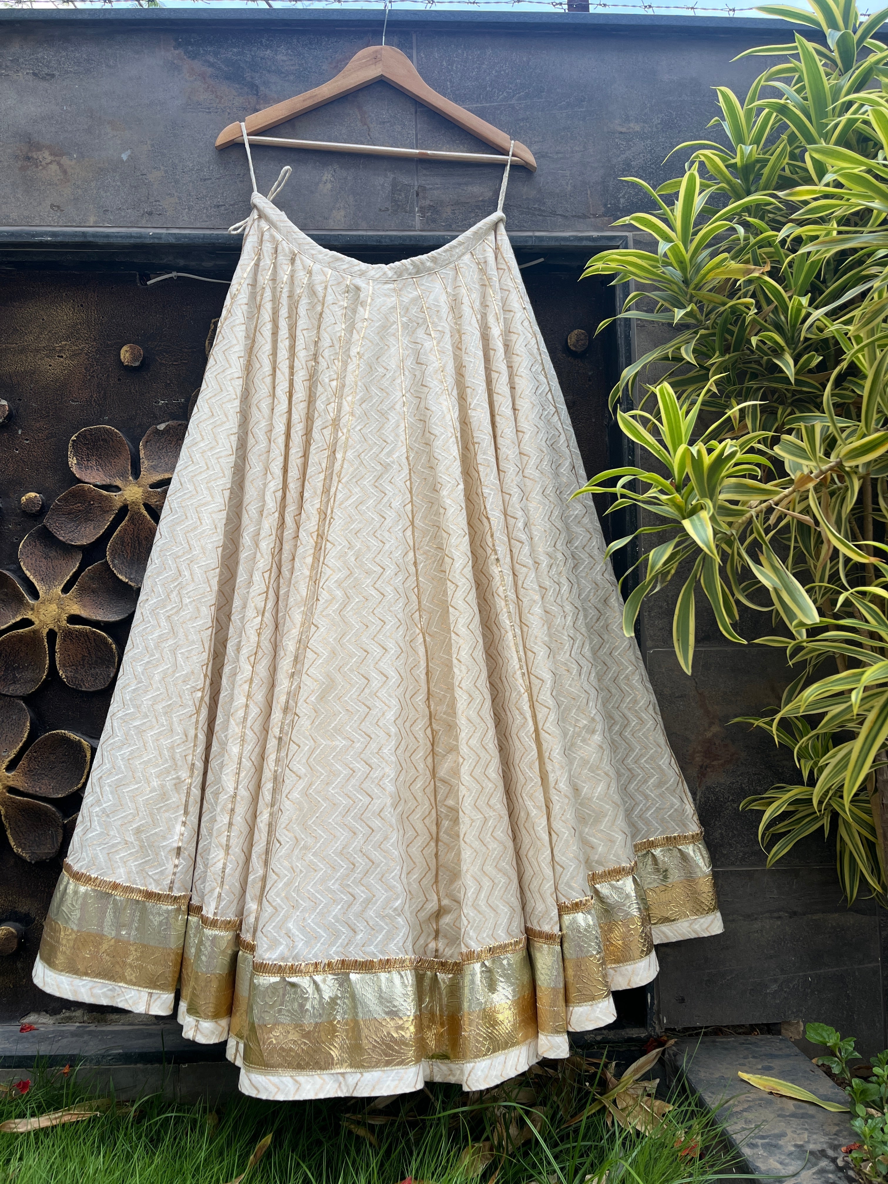 OFF WHITE AND MAROON CHANIYA CHOLI HANDMADEAHOLIC BY MISHKA