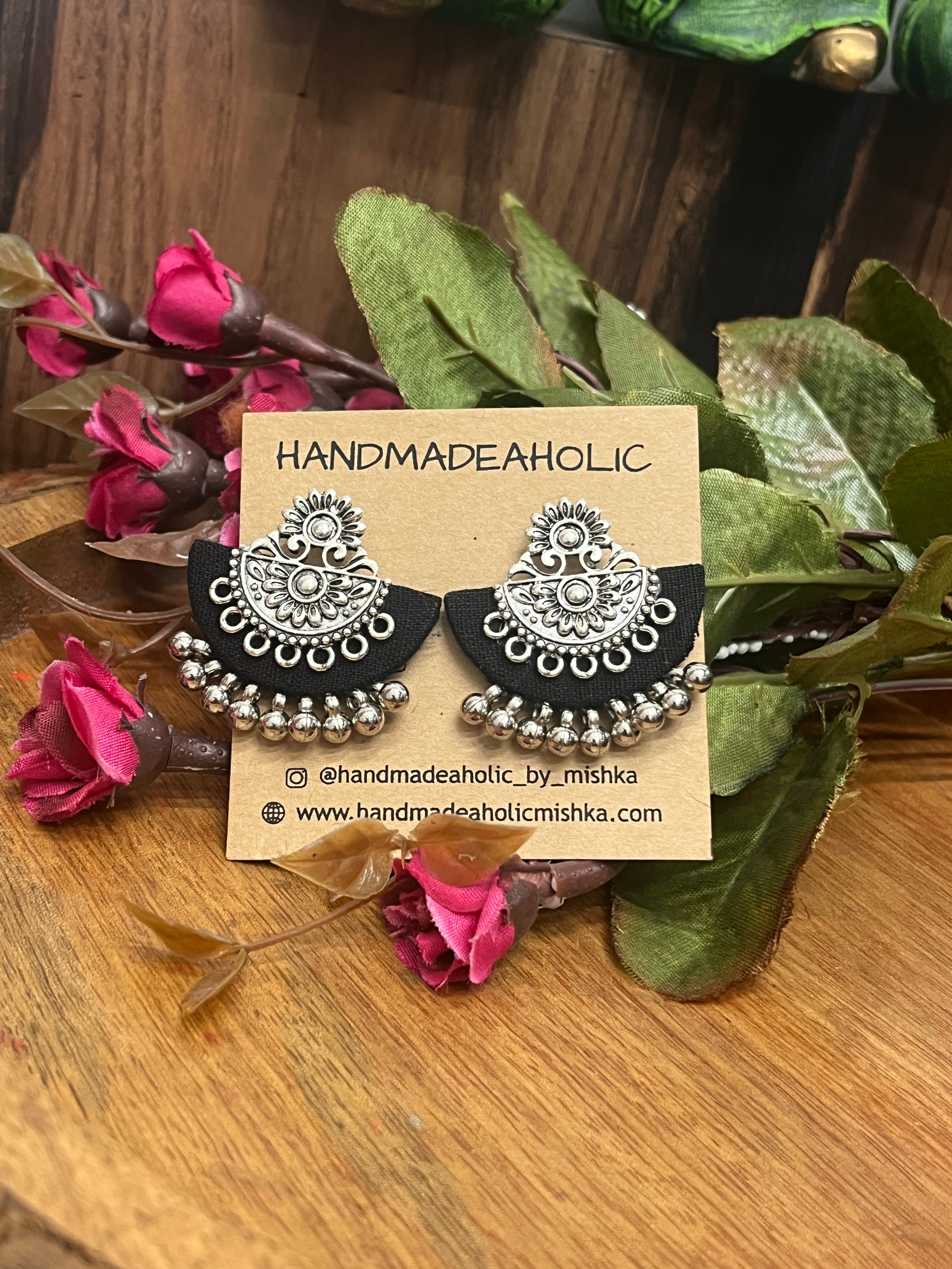BLACK KATHA EARRINGS HANDMADEAHOLIC BY MISHKA