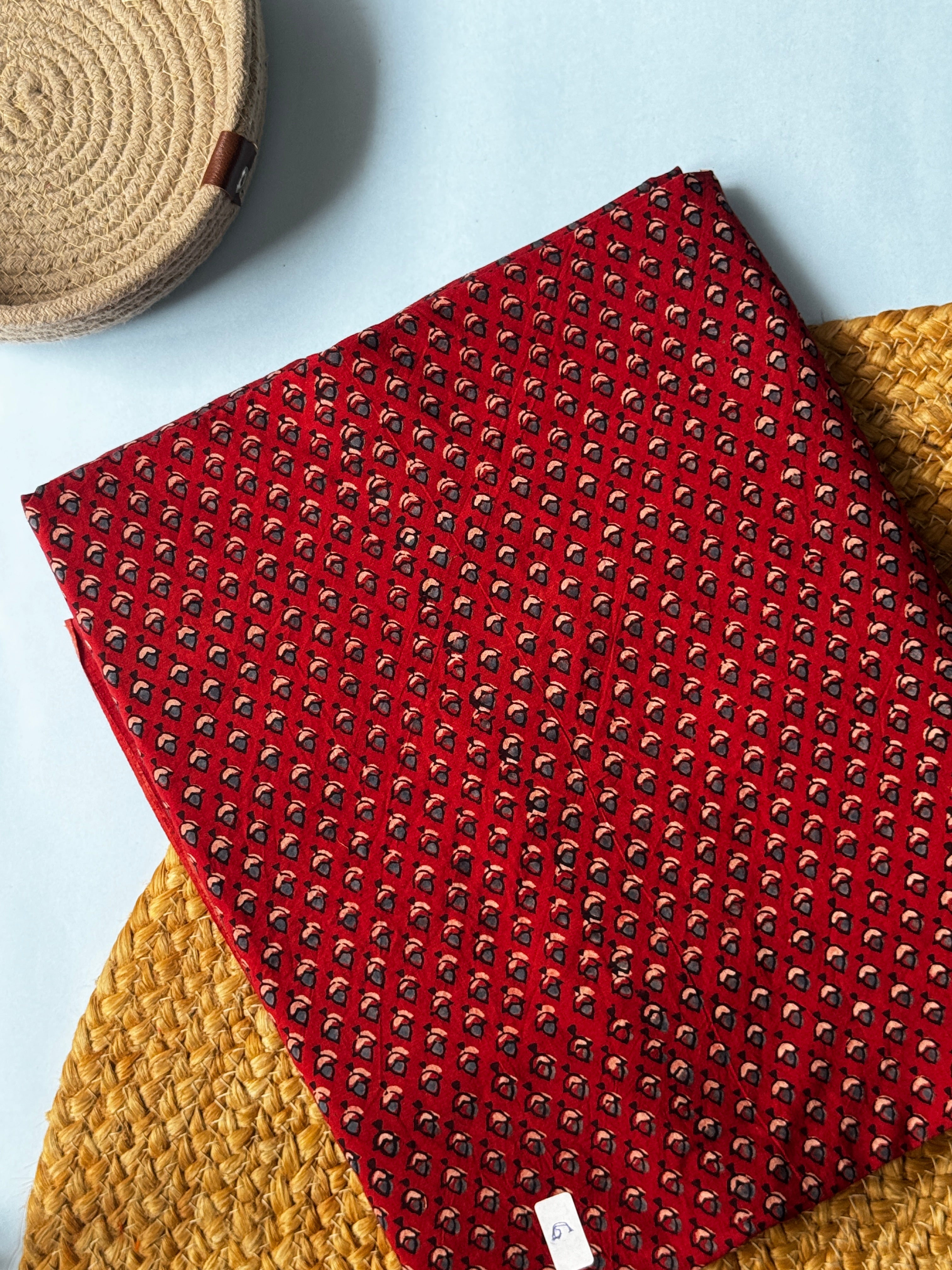 NATURAL AJRAKH HANDBLOCK COTTON FABRIC