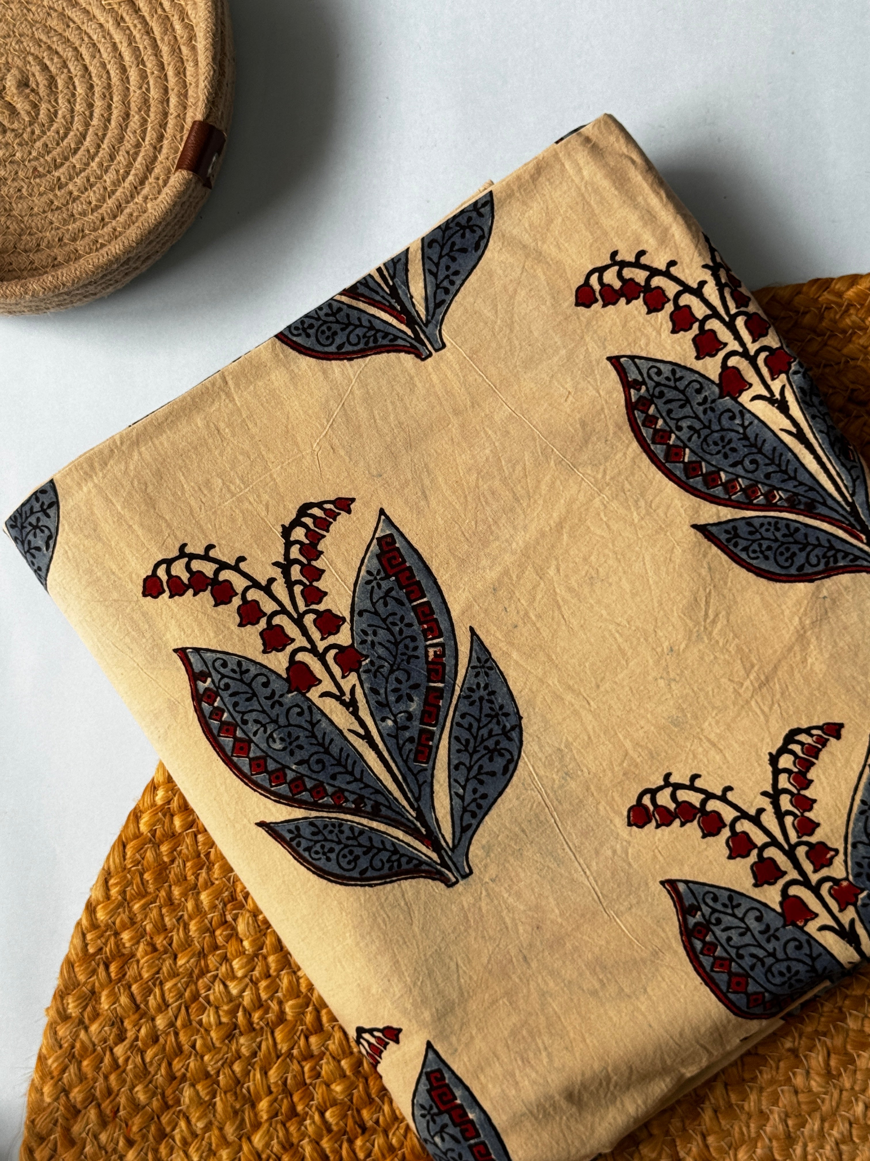 NATURAL AJRAKH HANDBLOCK COTTON FABRIC