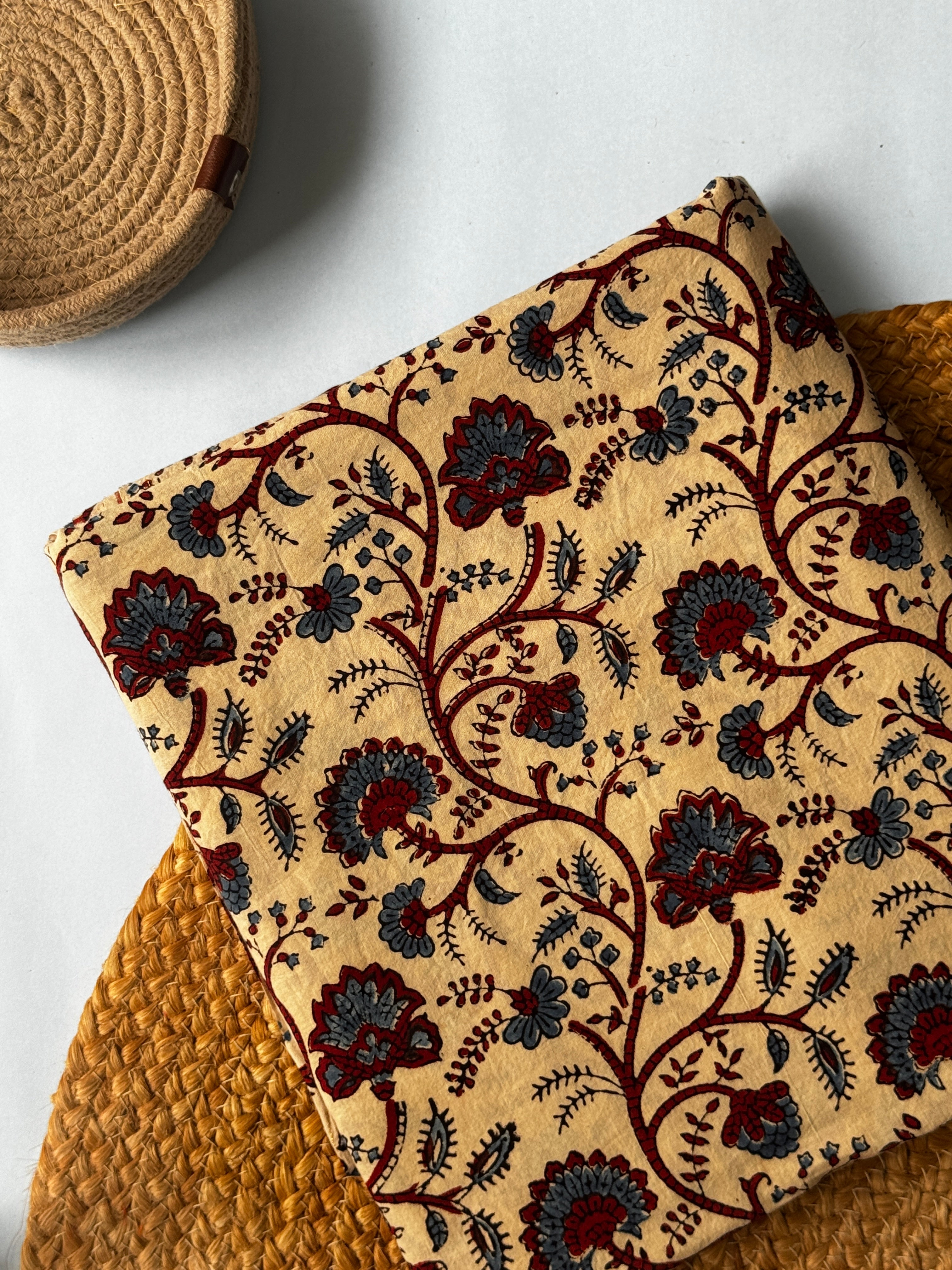 NATURAL AJRAKH HANDBLOCK COTTON FABRIC
