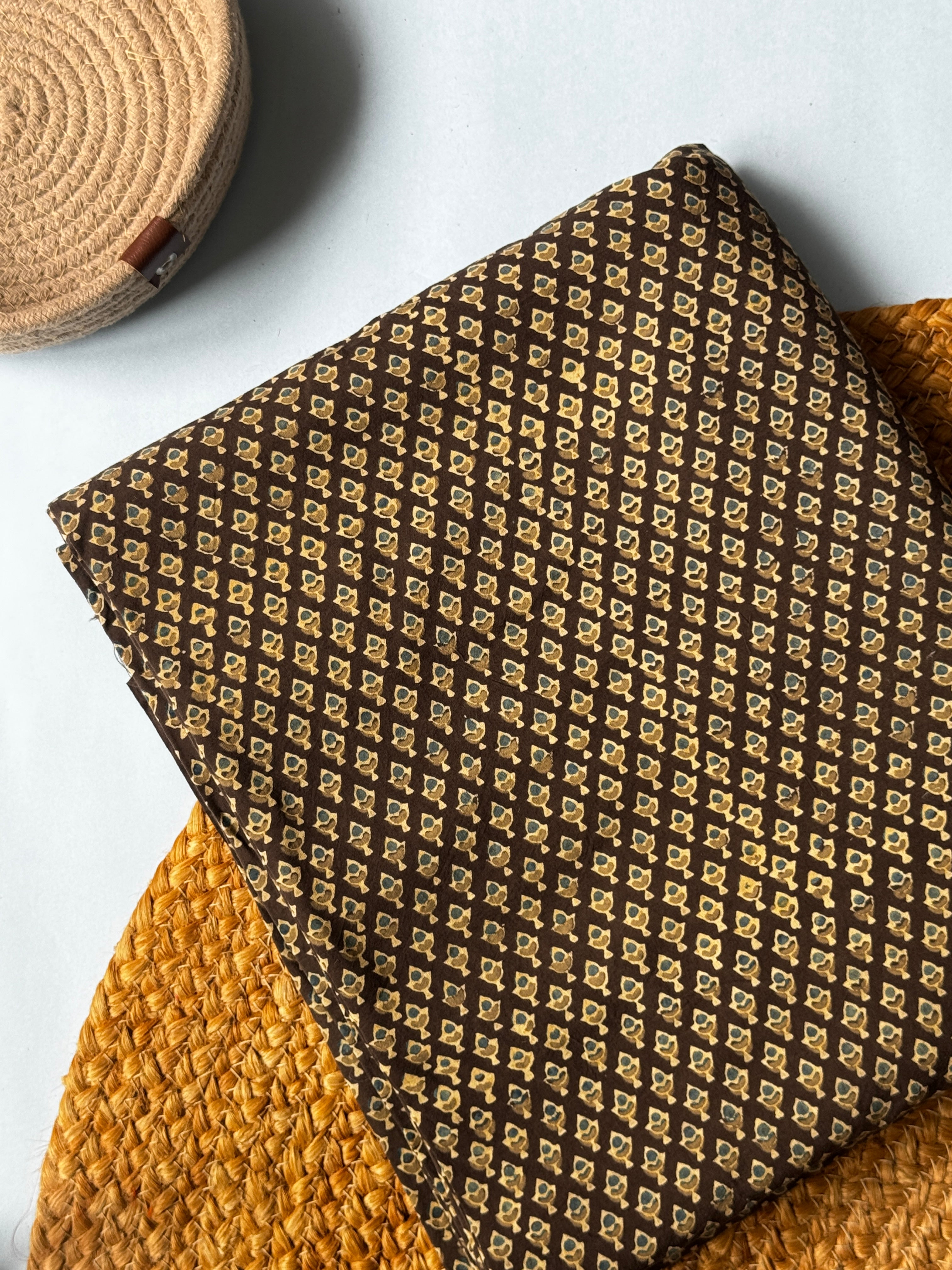 NATURAL AJRAKH HANDBLOCK COTTON FABRIC