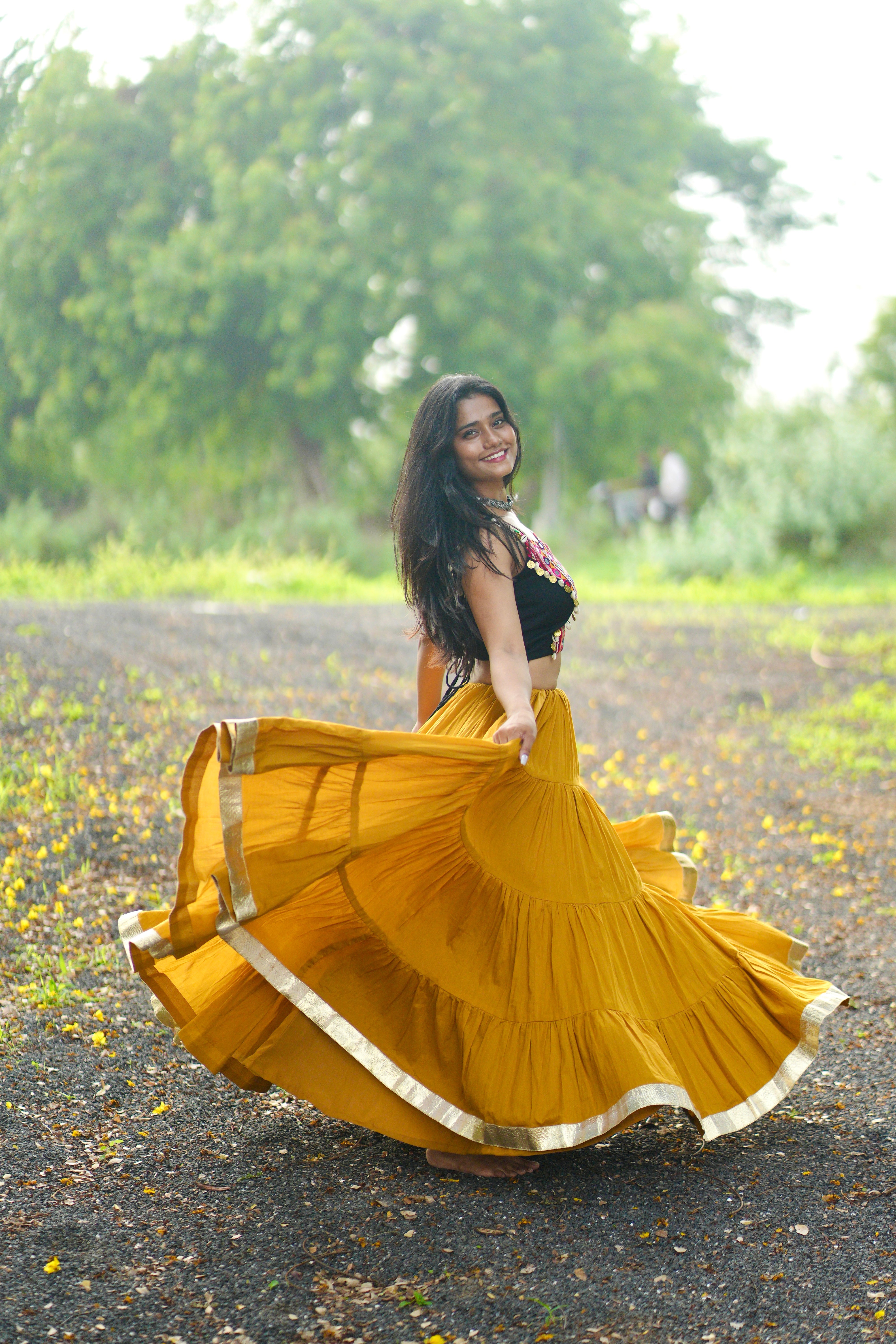 MUSTARD AND BLACK CHANIYA CHOLI HANDMADEAHOLIC BY MISHKA