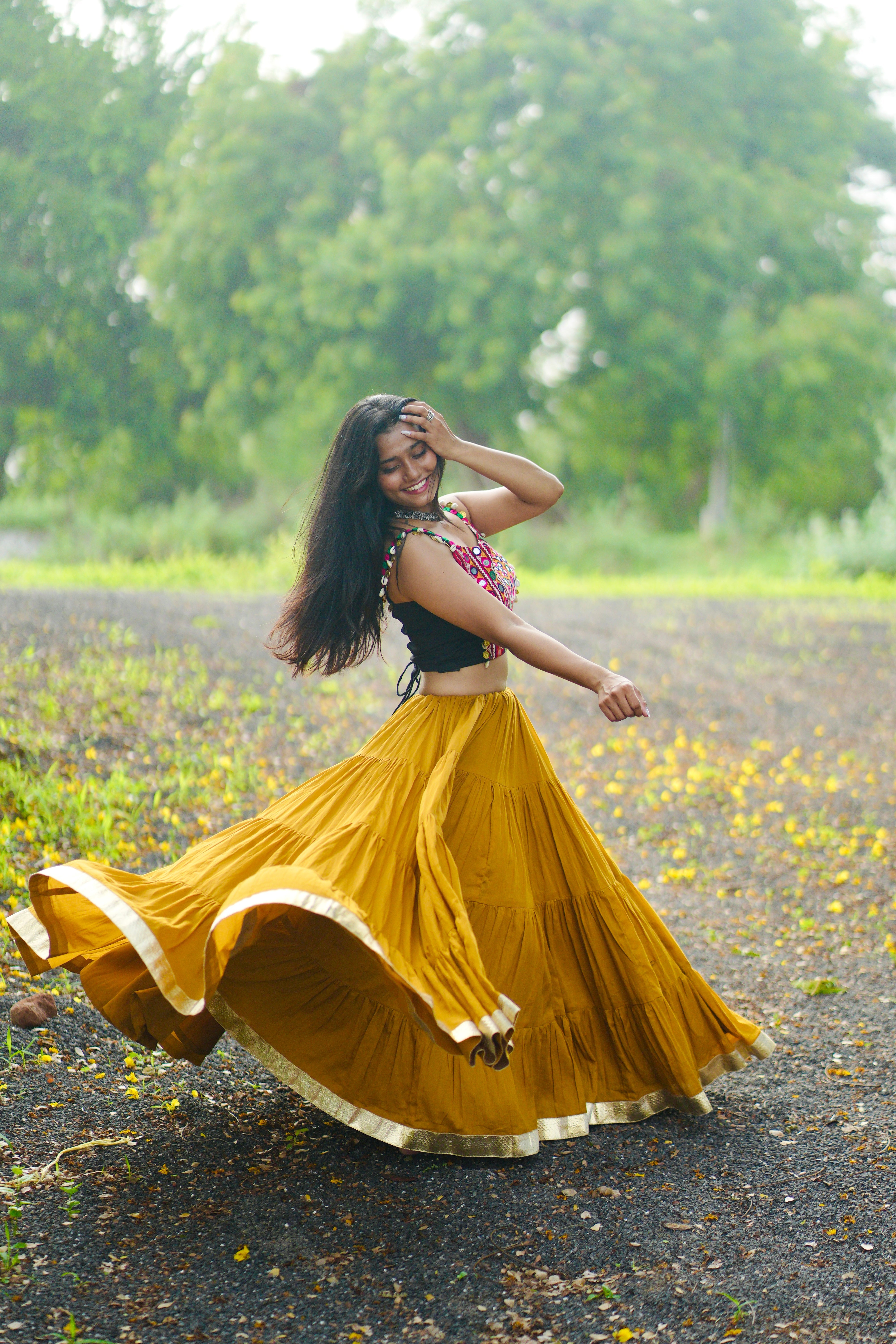 MUSTARD AND BLACK CHANIYA CHOLI HANDMADEAHOLIC BY MISHKA