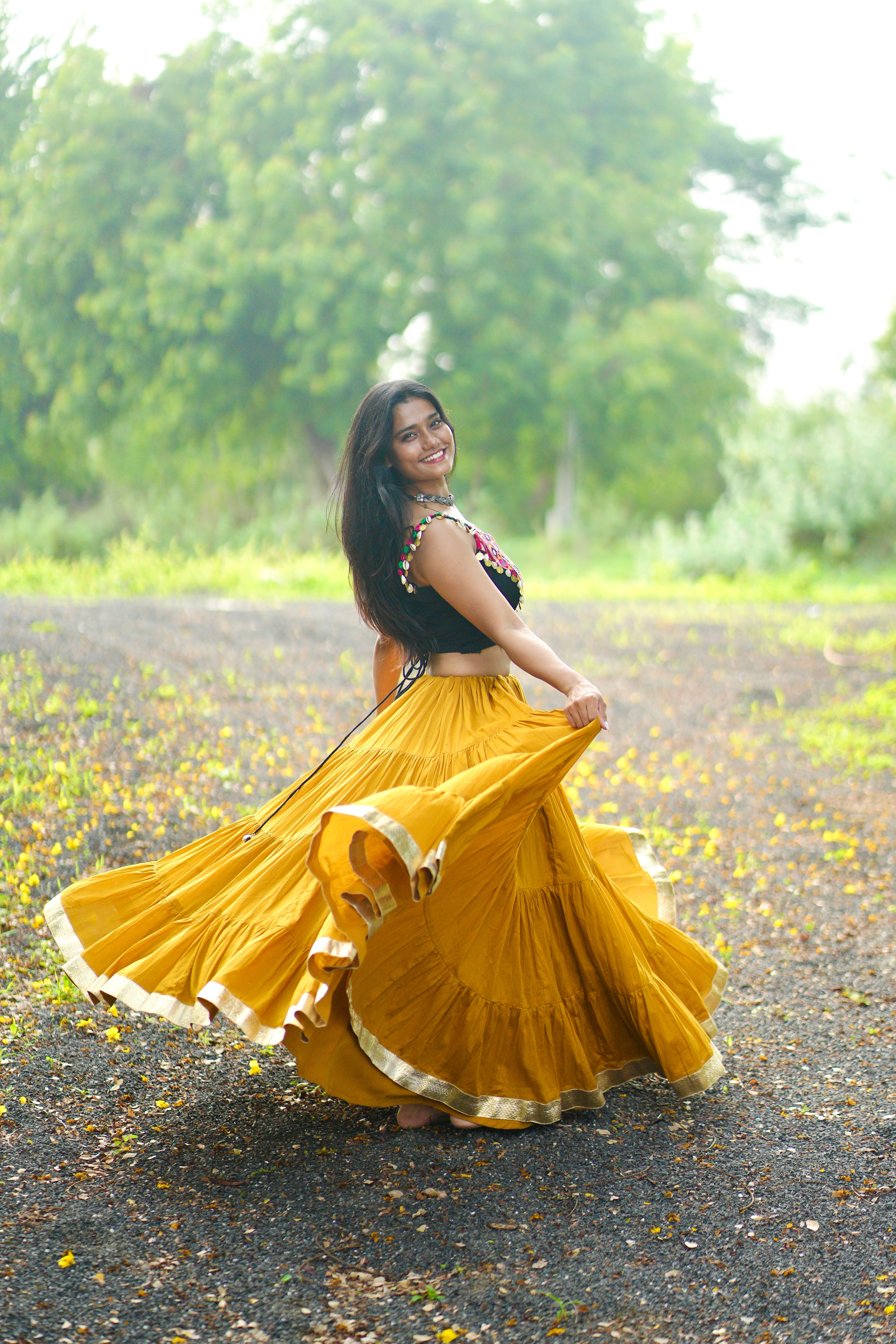 MUSTARD AND BLACK CHANIYA CHOLI HANDMADEAHOLIC BY MISHKA
