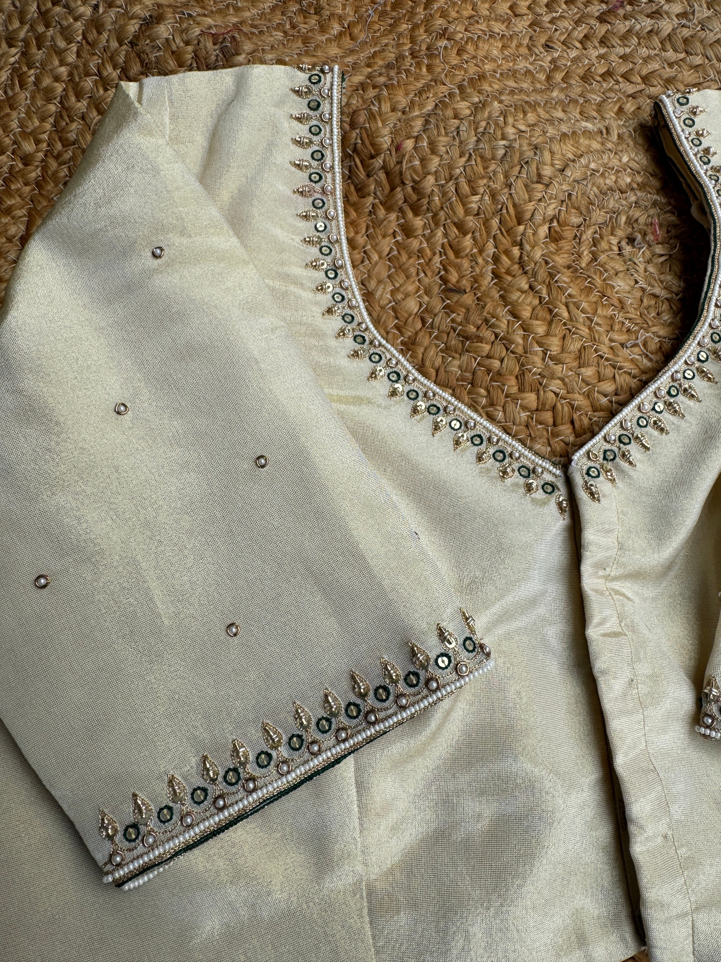 GOLDEN SIMMER TISSUE SILK HANDWORK BLOUSE HANDMADEAHOLIC BY MISHKA
