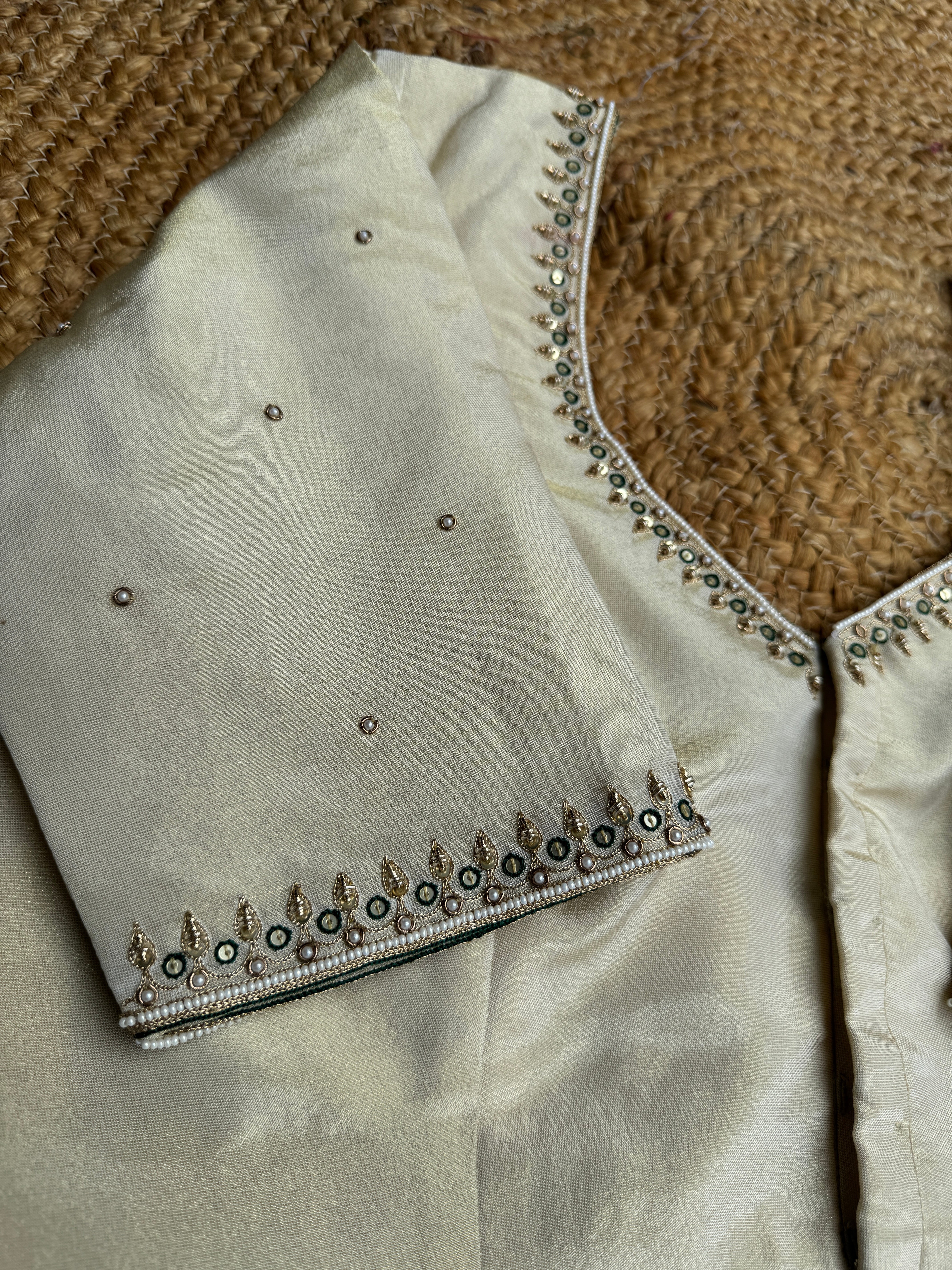 GOLDEN SIMMER TISSUE SILK HANDWORK BLOUSE HANDMADEAHOLIC BY MISHKA