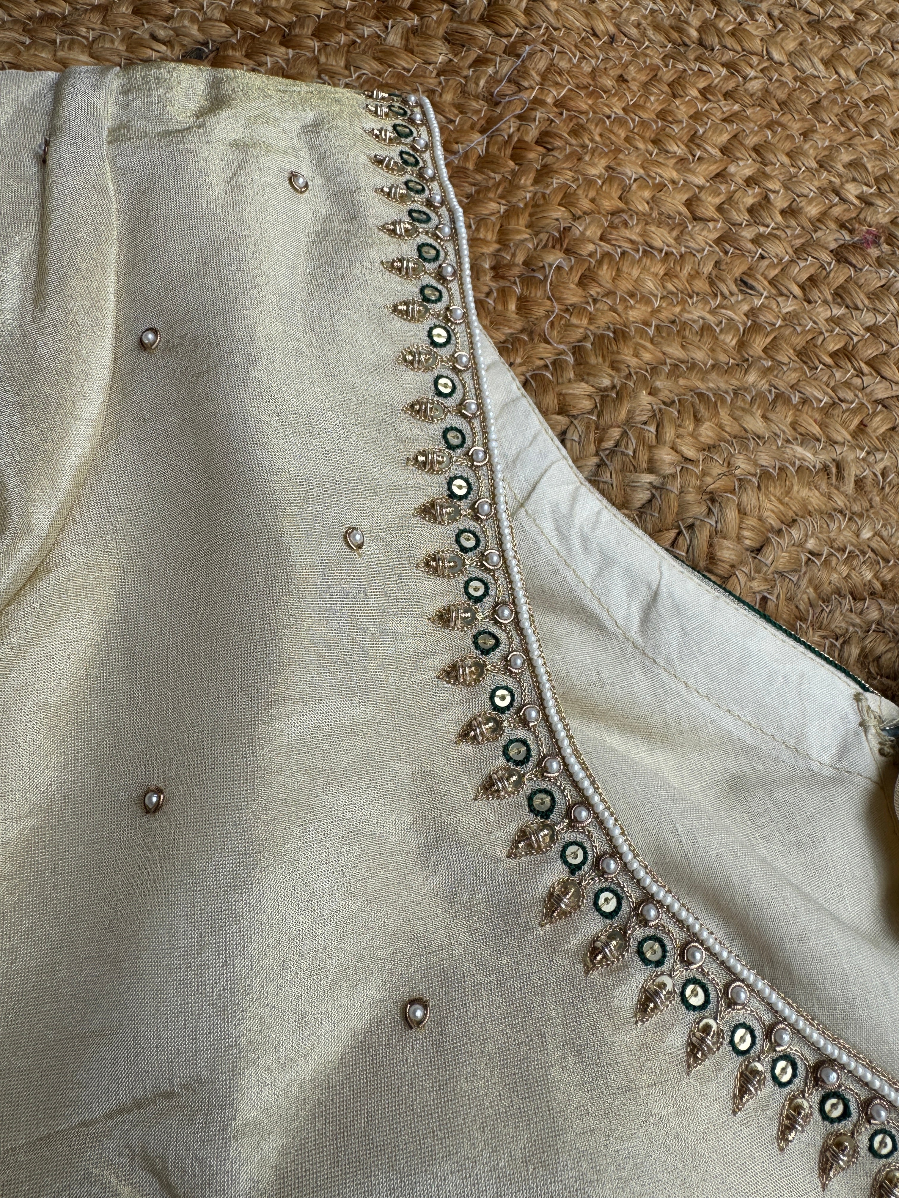 GOLDEN SIMMER TISSUE SILK HANDWORK BLOUSE HANDMADEAHOLIC BY MISHKA