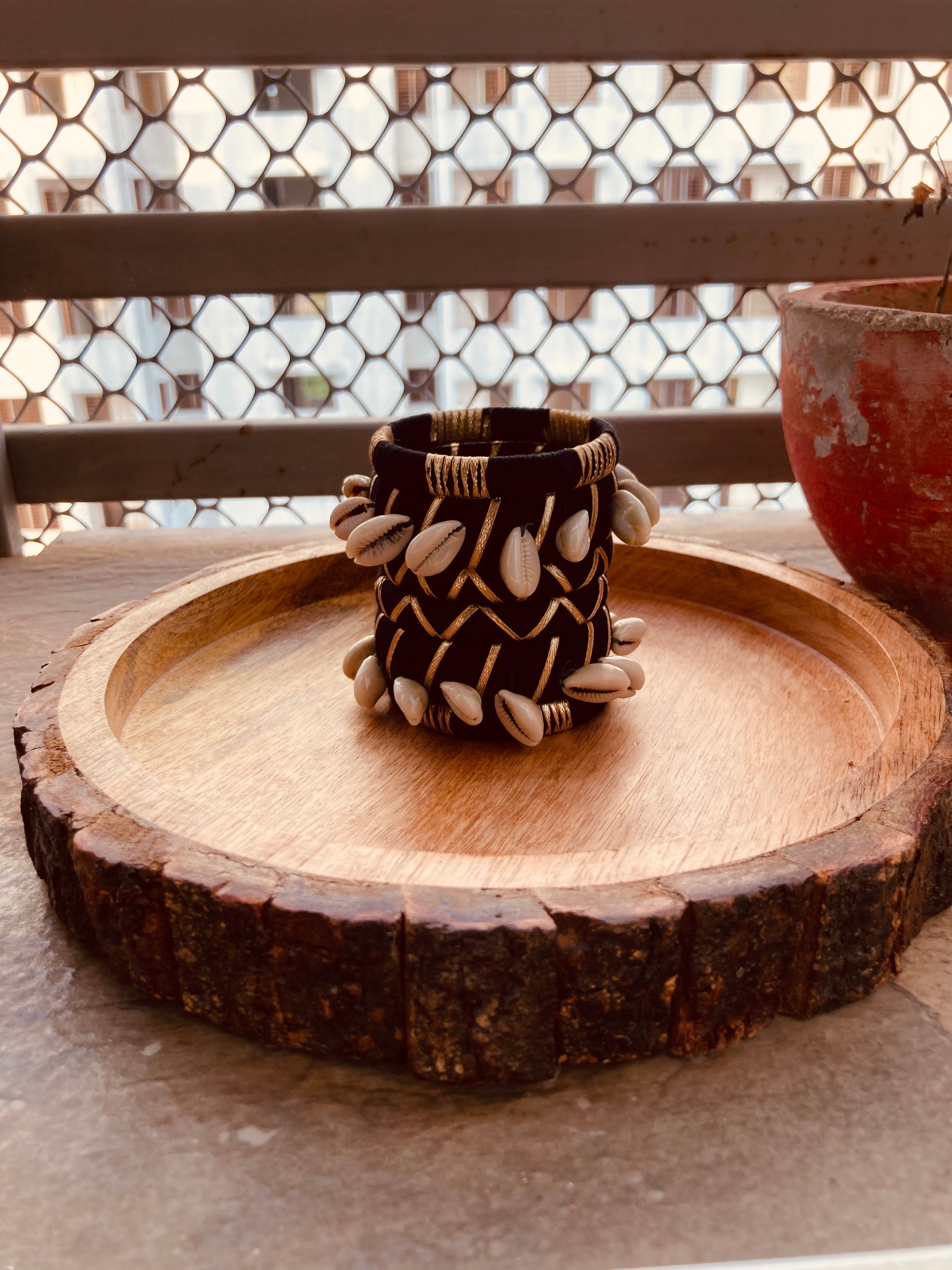 BLACK COWRIE BANGLE HANDMADEAHOLIC BY MISHKA
