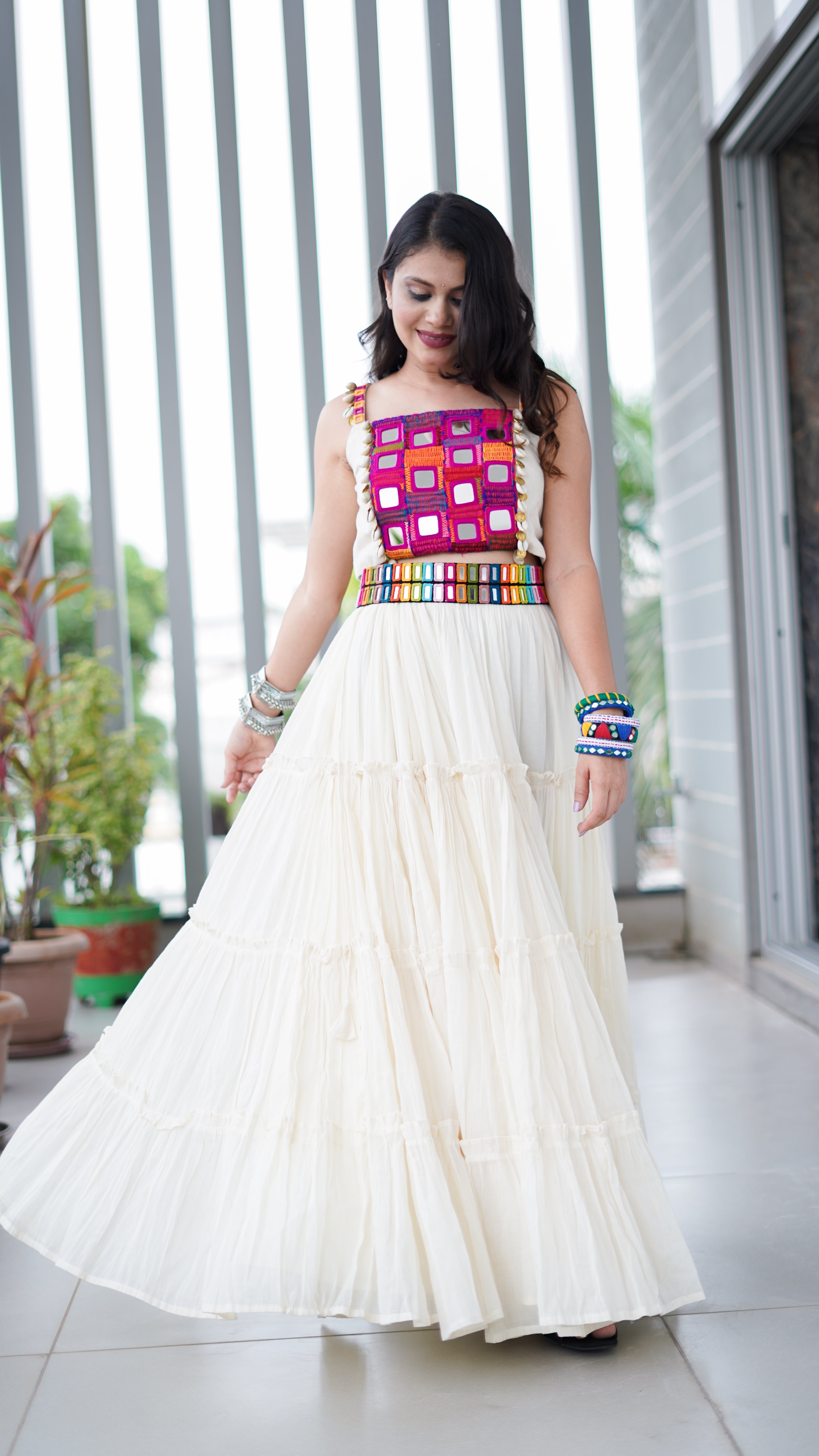 OFF WHITE & AFGHANI CHANIYA CHOLI HANDMADEAHOLIC BY MISHKA