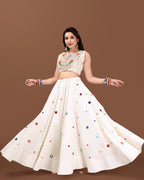 OFF WHITE MULTI MIRROR  CHANIYA CHOLI RAAS'25 HANDMADEAHOLIC BY MISHKA