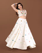 OFF WHITE MULTI MIRROR  CHANIYA CHOLI RAAS'25 HANDMADEAHOLIC BY MISHKA