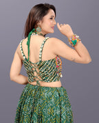 GREEN BANDHANI CHANIYA CHOLI RAAS'25 HANDMADEAHOLIC BY MISHKA