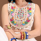 OFF WHITE MULTI MIRROR  CHANIYA CHOLI RAAS'25 HANDMADEAHOLIC BY MISHKA