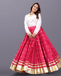 PINK BANDHANI SKIRT WITH WHITE SHIRT RAAS'25 HANDMADEAHOLIC BY MISHKA