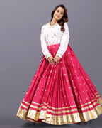 PINK BANDHANI SKIRT WITH WHITE SHIRT RAAS'25 HANDMADEAHOLIC BY MISHKA