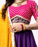 PURPLE LAMPI SKIRT WITH PINK BLOUSE CHANIYA CHOLI RAAS'25 HANDMADEAHOLIC BY MISHKA