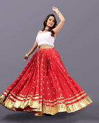 ORANGE BANDHANI SKIRT WITH WHITE BLOUSE CHANIYA CHOLI RAAS'25 HANDMADEAHOLIC BY MISHKA