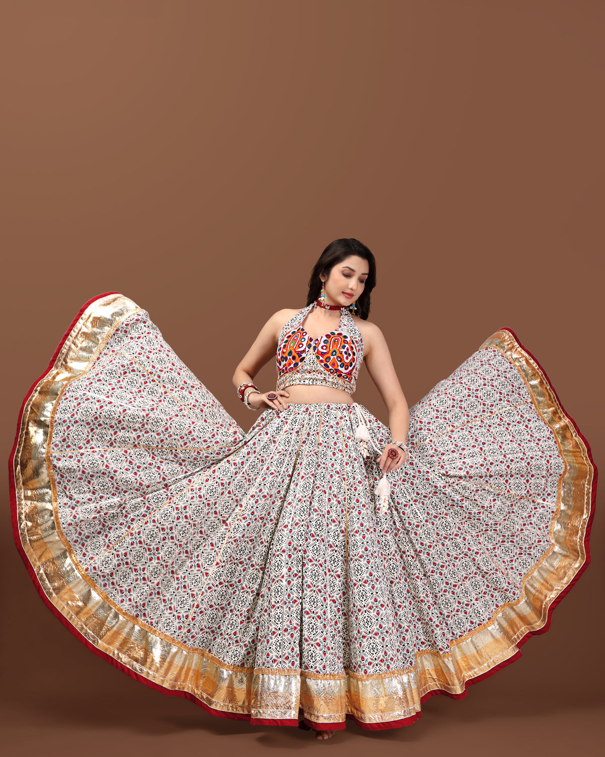 AJARAKH OFF WHITE CHANIYA CHOLI RAAS'25 HANDMADEAHOLIC BY MISHKA