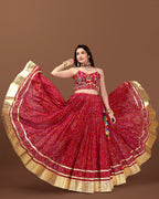 RED BANDHANI CHANIYA CHOLI RAAS'25 HANDMADEAHOLIC BY MISHKA