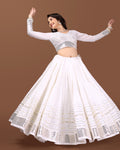 OFF WHITE SILVER GOTTA CHANIYA CHOLI RAAS'25 HANDMADEAHOLIC BY MISHKA