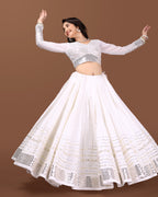 OFF WHITE SILVER GOTTA CHANIYA CHOLI RAAS'25 HANDMADEAHOLIC BY MISHKA