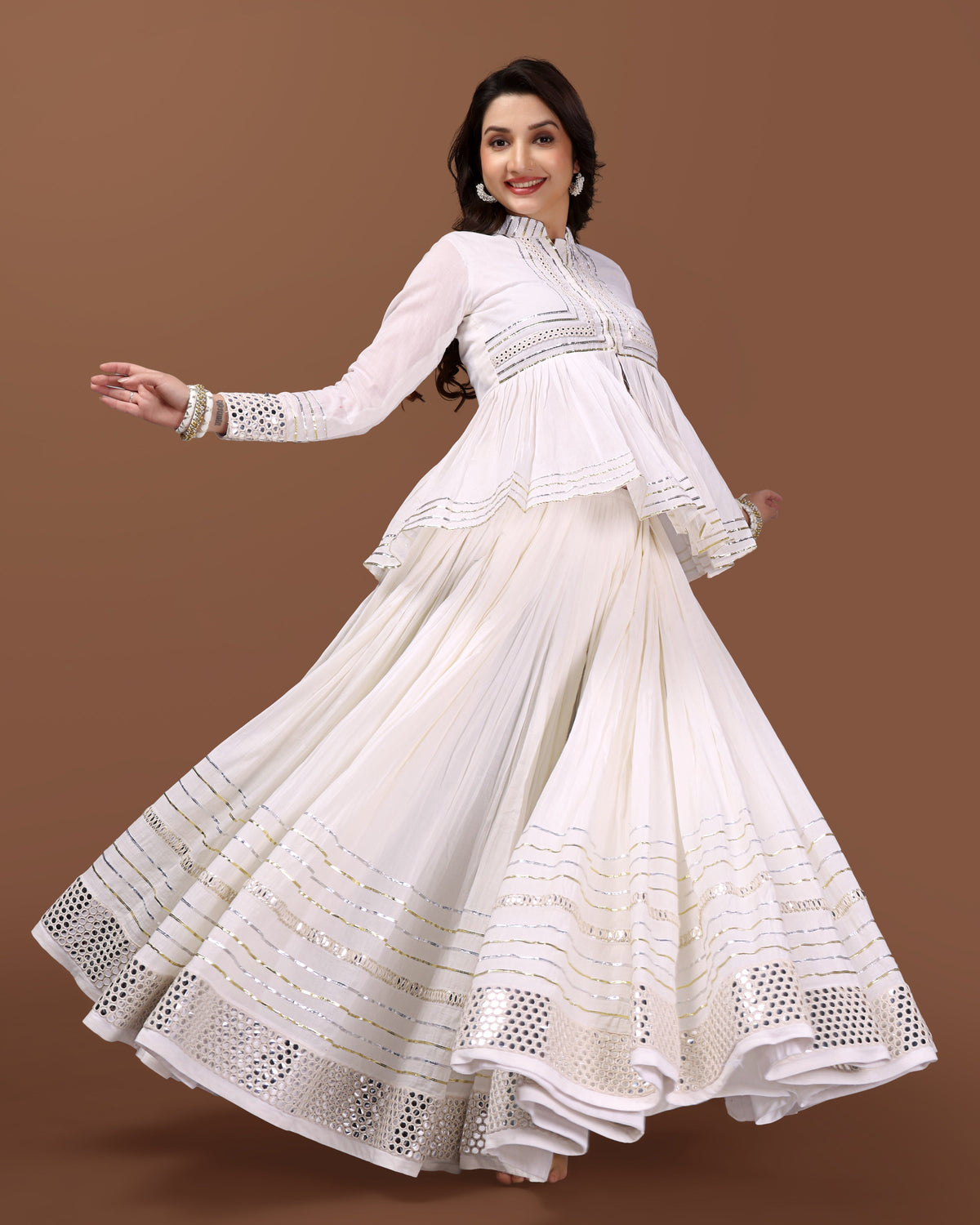 OFF WHITE SILVER KEDIYA GOTTA CHANIYA CHOLI RAAS'25 HANDMADEAHOLIC BY MISHKA
