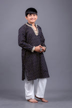 BLACK BANDHANI BOYS KURTA RAAS'26