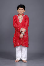 RED BANDHANI BOYS KURTA RAAS'26