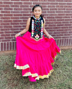 BLACK AND RANI PINK KIDS CHOLI HANDMADEAHOLIC BY MISHKA