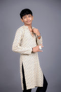 BEIGE BANDHANI BOYS KURTA RAAS'26