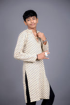 BEIGE BANDHANI BOYS KURTA RAAS'26