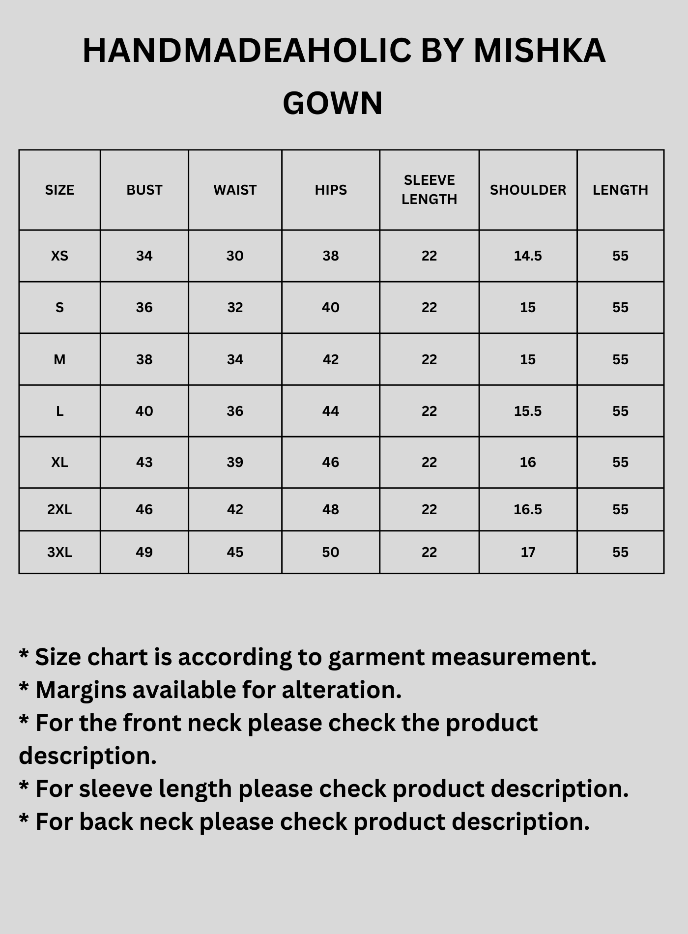 YELLOW COLOR CHINON FABRIC WITH GOTA LACE FULL SLEEVE GOWN Size Chart