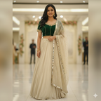 GOLDEN AND GREEN CRUSH LEHNGHA HANDMADEAHOLIC BY MISHKA