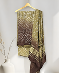 BROWN & MEHNDI MODAL SILK KURTA WITH BANDHANI HANDCRAFTED MODAL SILK DUPATTA WITH BOTTOM HANDMADEAHOLIC BY MISHKA