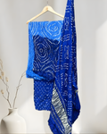 BLUE & SKY BLUE MODAL SILK KURTA WITH BANDHANI HANDCRAFTED MODAL SILK DUPATTA WITH BOTTOM HANDMADEAHOLIC BY MISHKA