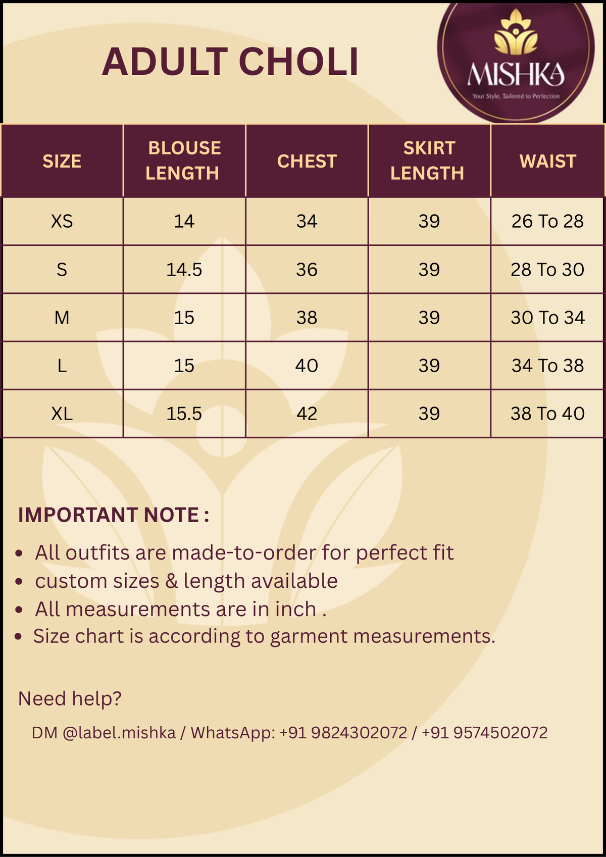 Size Chart